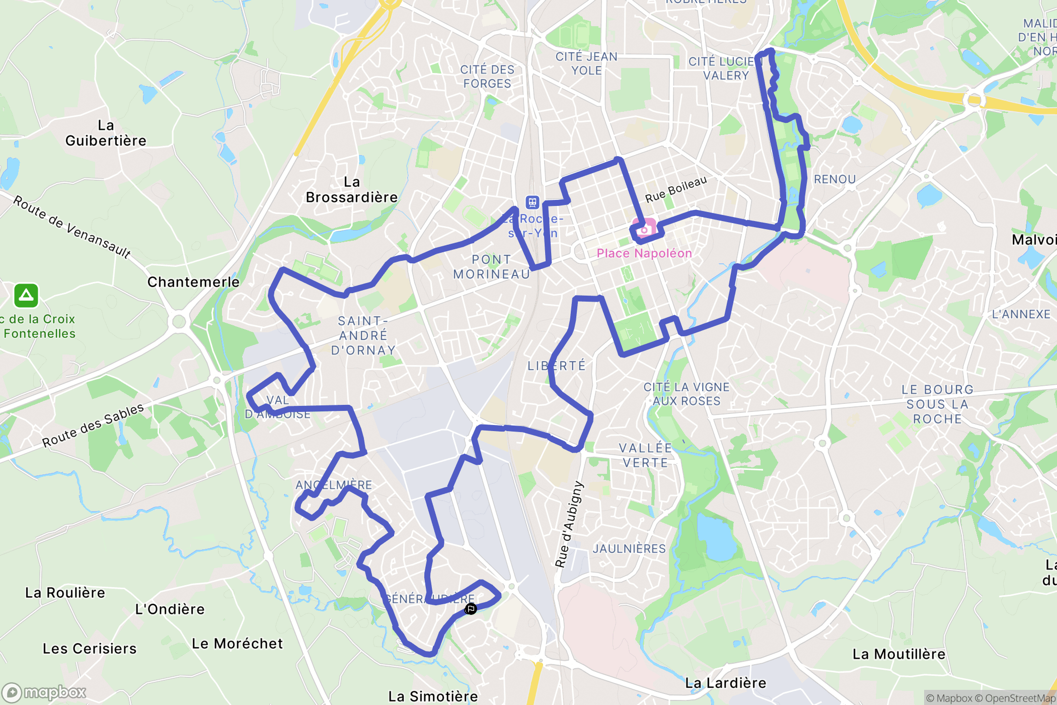 La Roche-sur-Yon : carte du parcours de randonnée - France