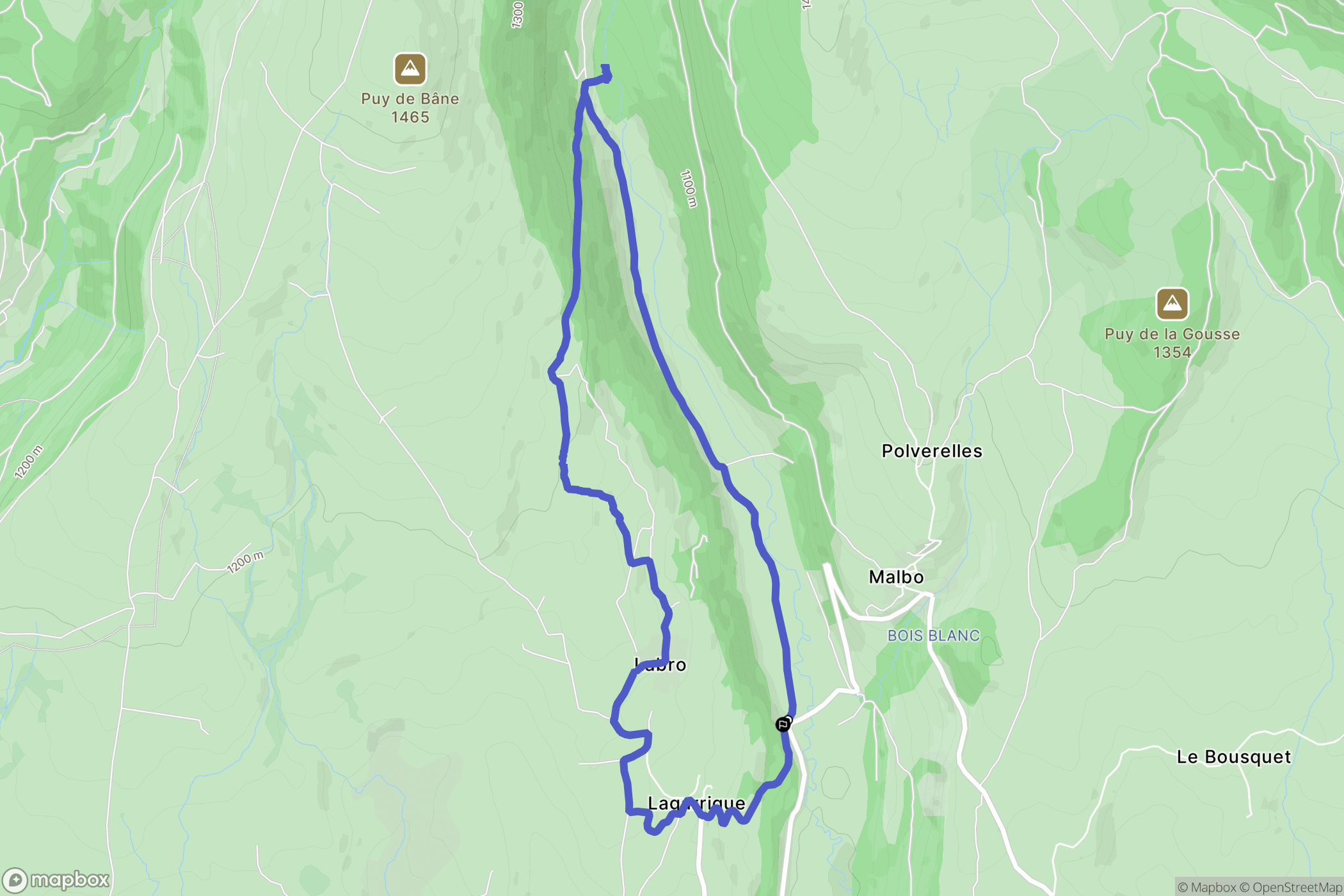 Malbo : carte du parcours de randonnée - France