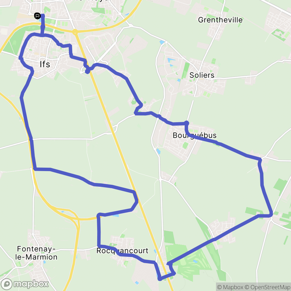 Ifs : carte du parcours de randonnée - France