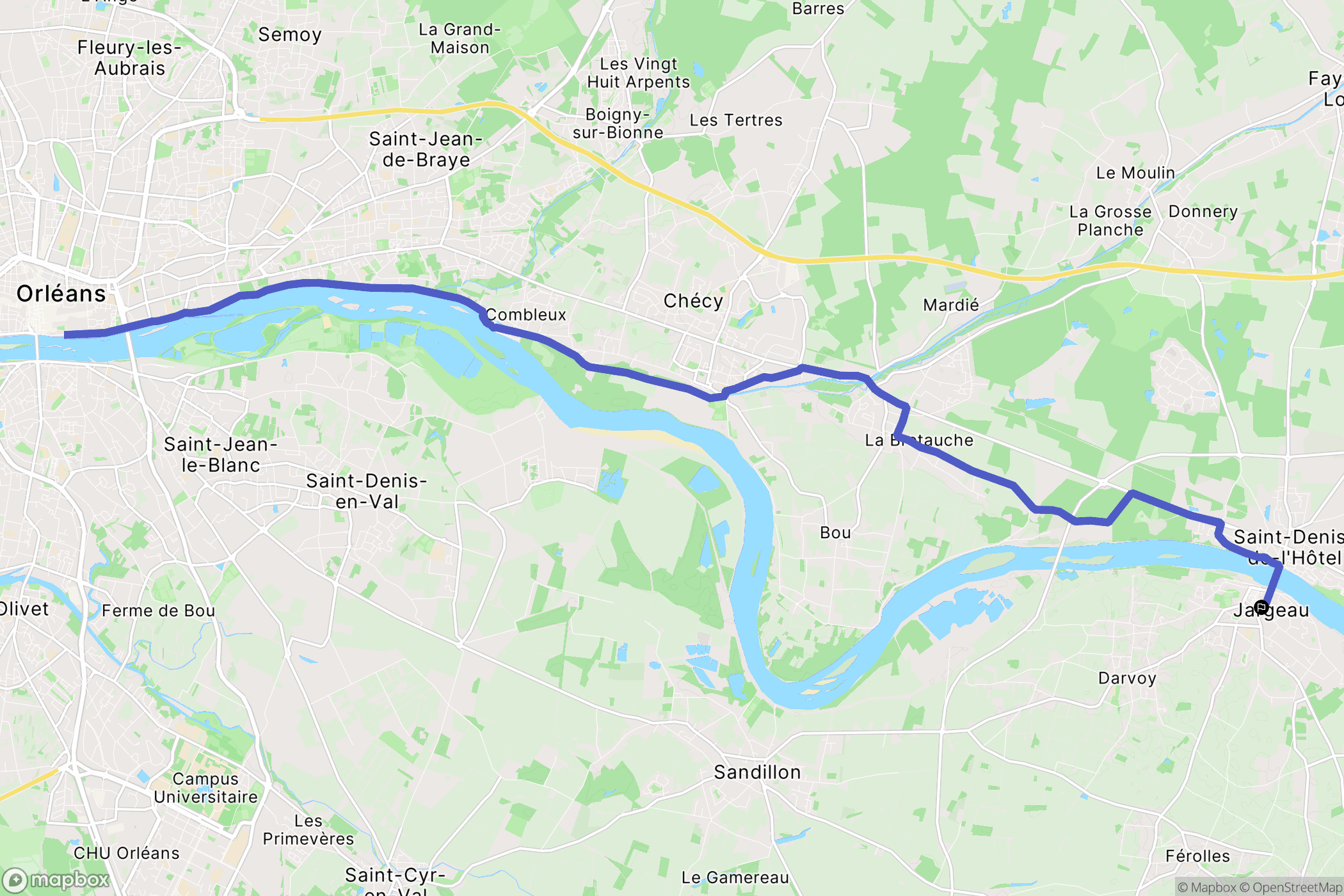 Jargeau : carte du parcours de randonnée - France