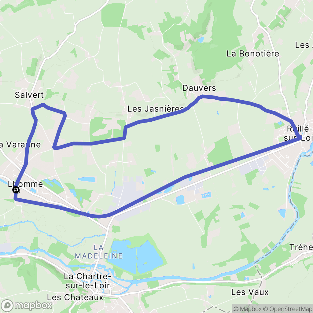 Lhomme : carte du parcours de randonnée - France