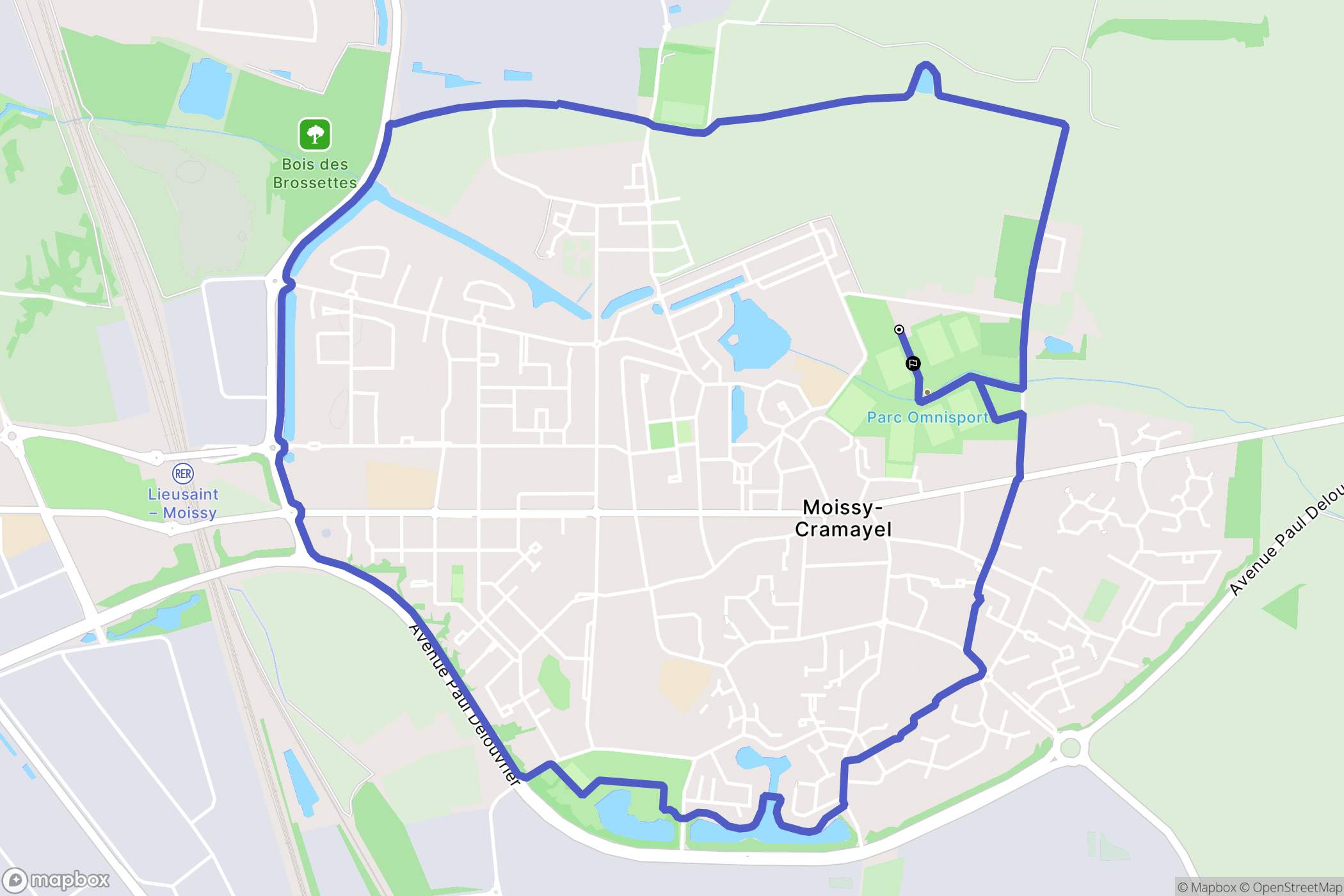 Moissy-Cramayel : carte du parcours de randonnée - France