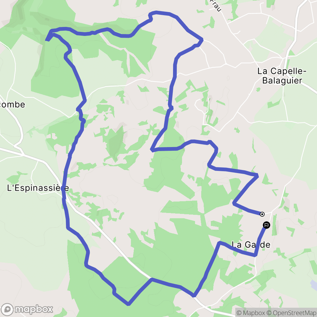 La Capelle-Balaguier : carte du parcours de randonnée - France