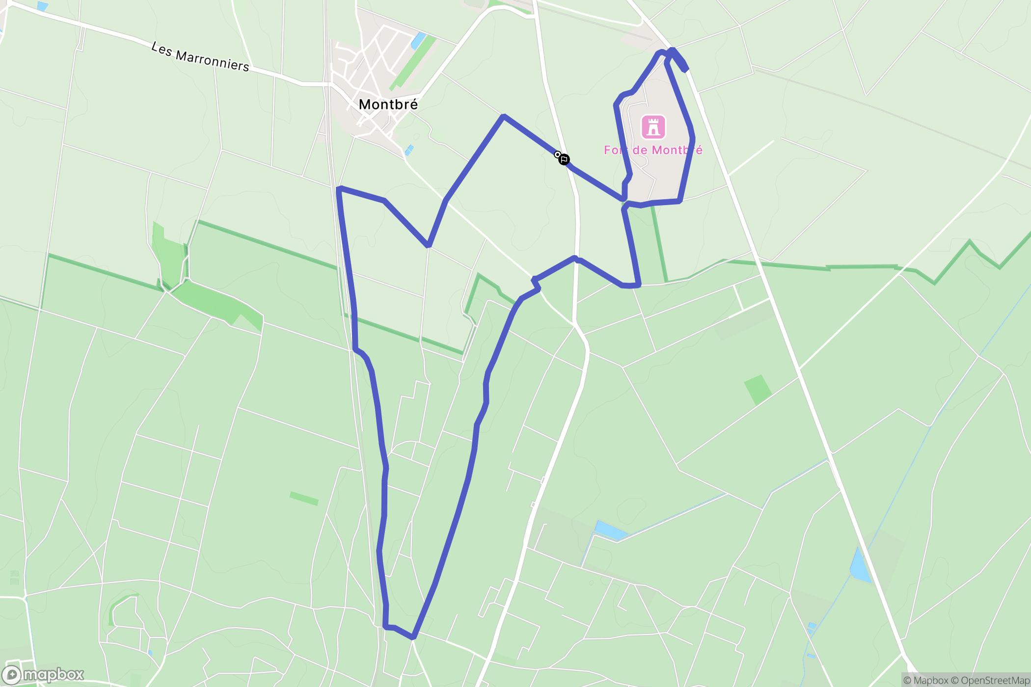 Montbré : carte du parcours de randonnée - France
