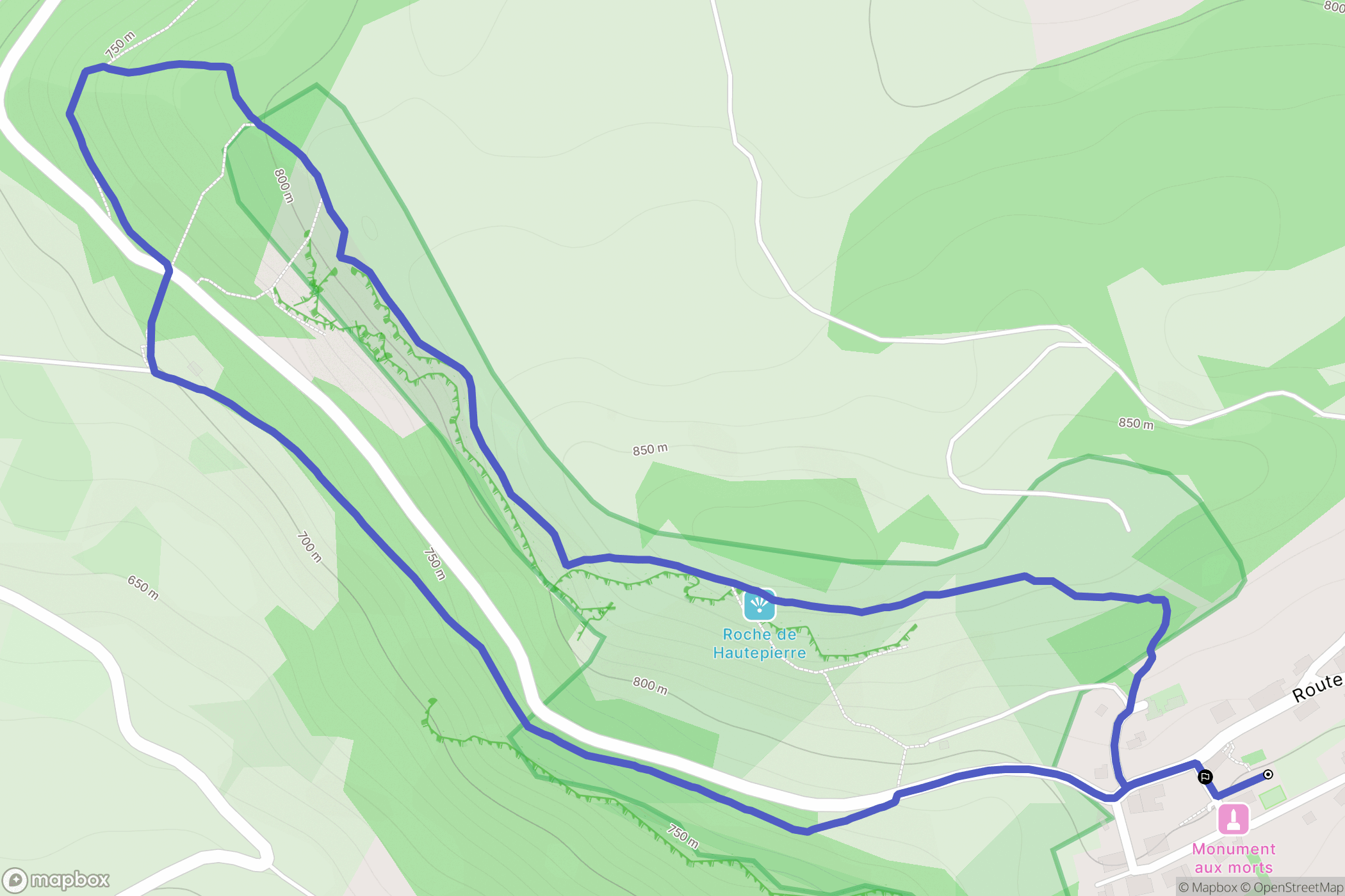 Les Premiers-Sapins : carte du parcours de randonnée - France