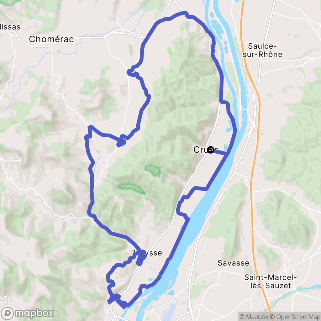 Cruas : carte du parcours de randonnée - France