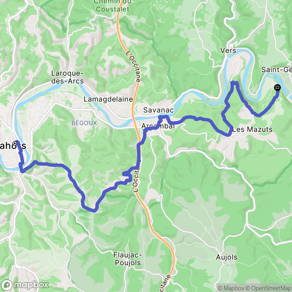 Cahors : carte du parcours de randonnée - France
