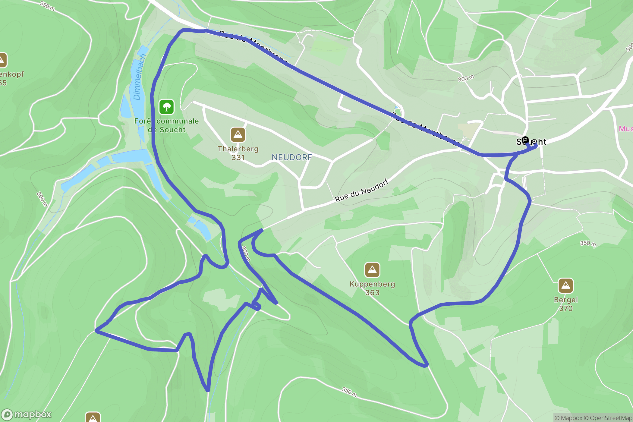 Soucht : carte du parcours de randonnée - France