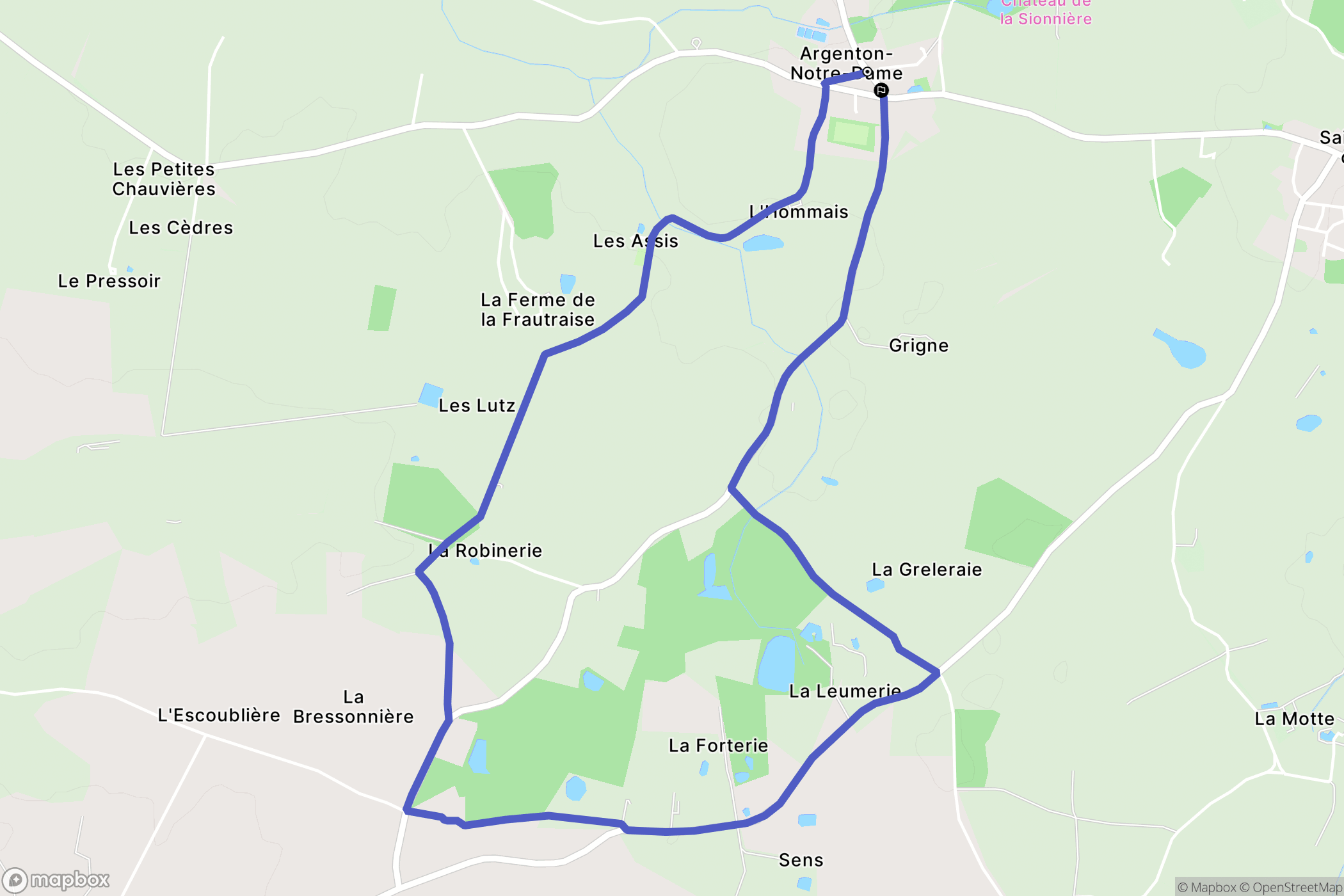 Bierné-les-Villages : carte du parcours de randonnée - France