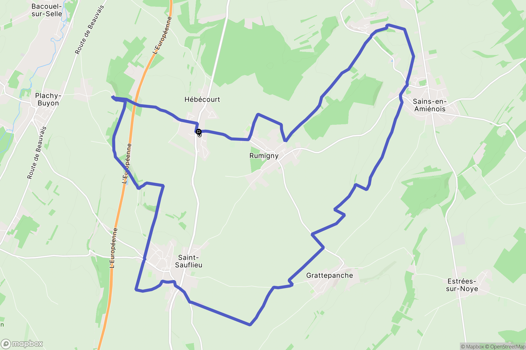 Hébécourt : carte du parcours de randonnée - France
