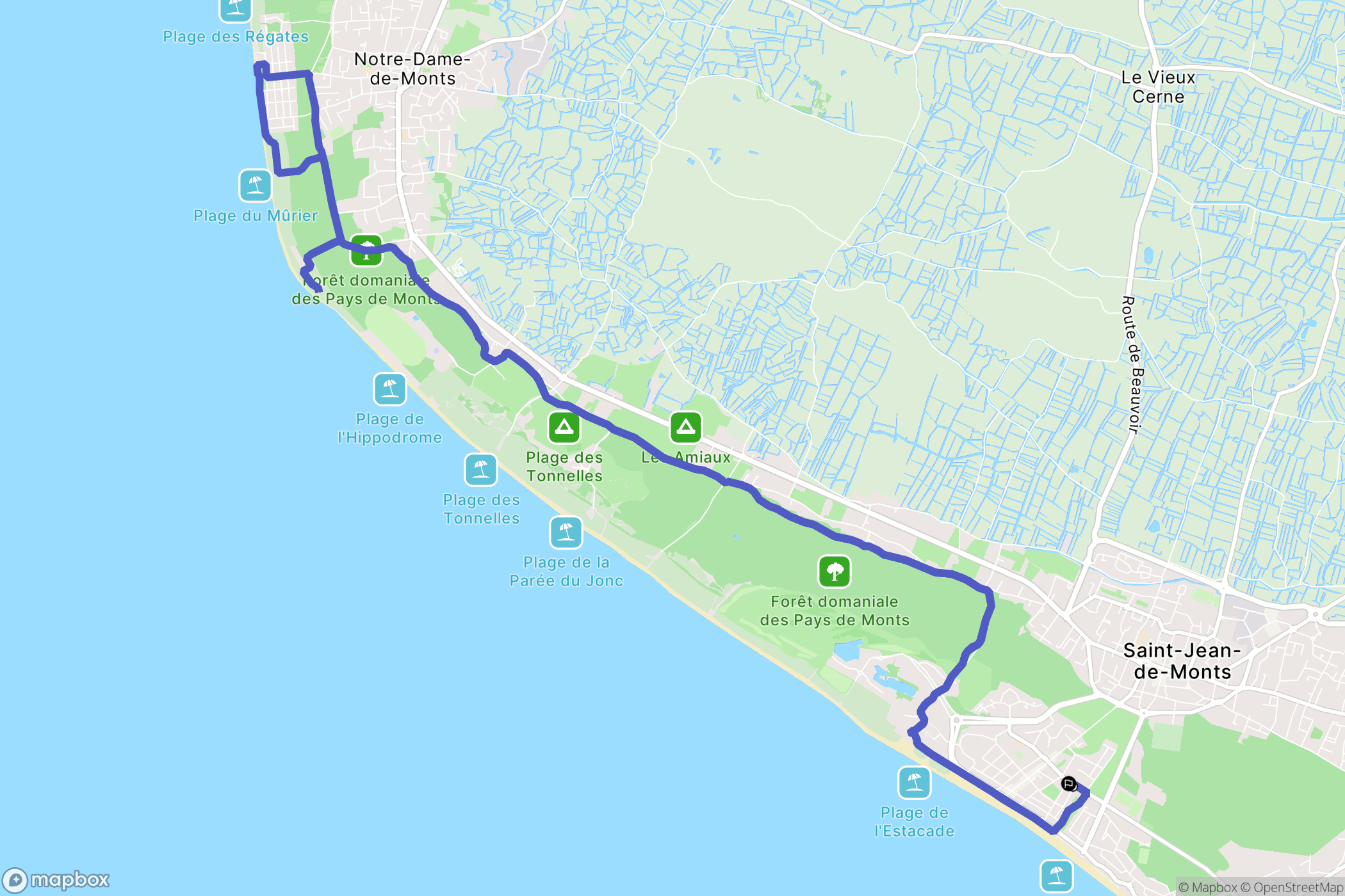 Saint-Jean-de-Monts : carte du parcours de randonnée - France