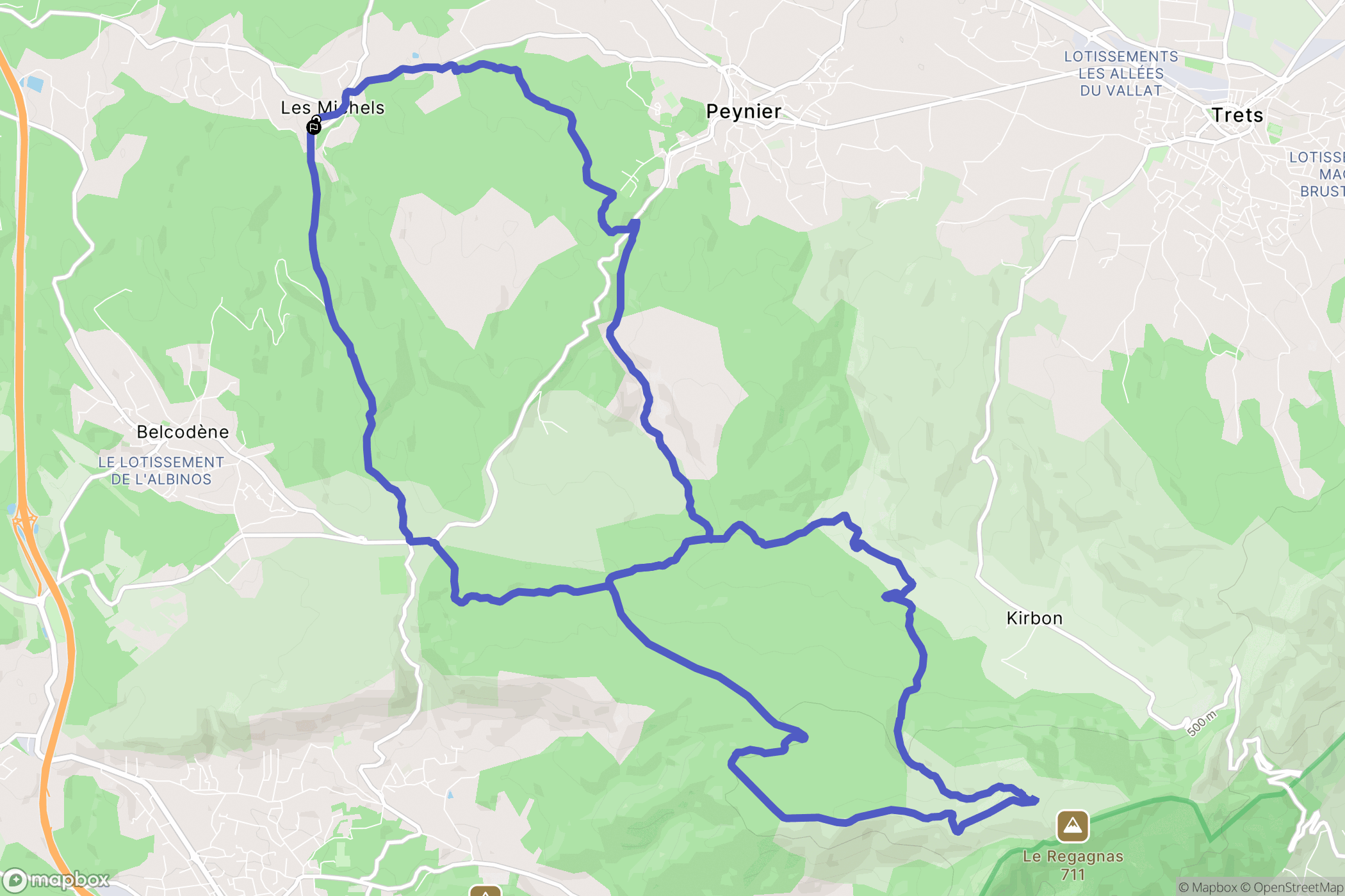Peynier : carte du parcours de randonnée - France