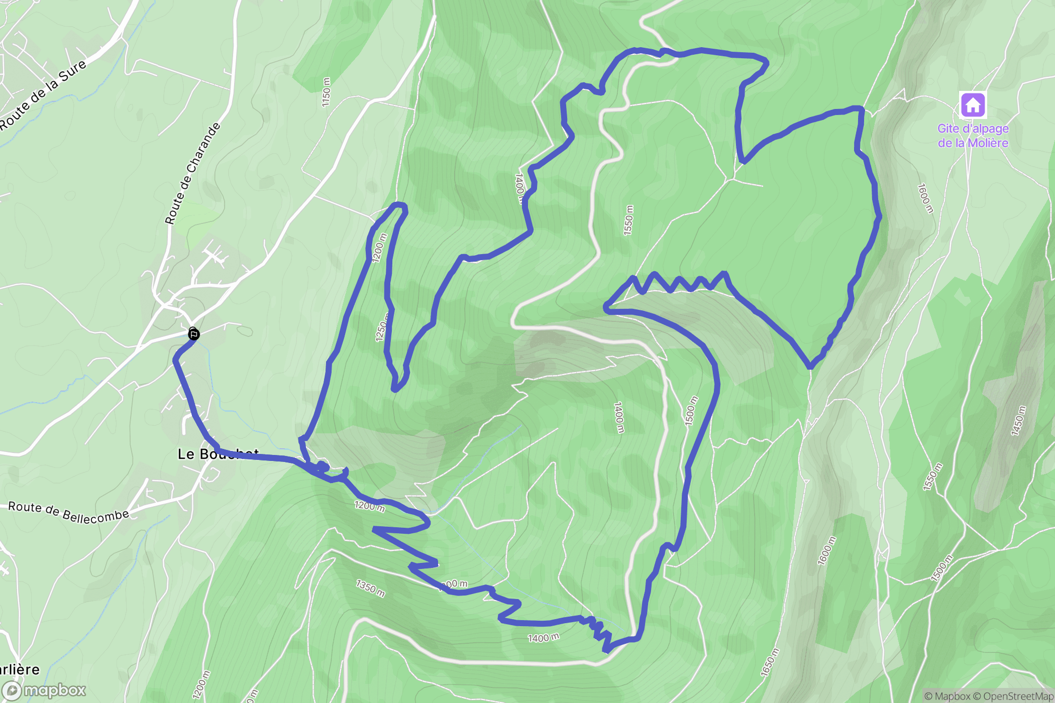 Autrans-Méaudre en Vercors : carte du parcours de randonnée - France