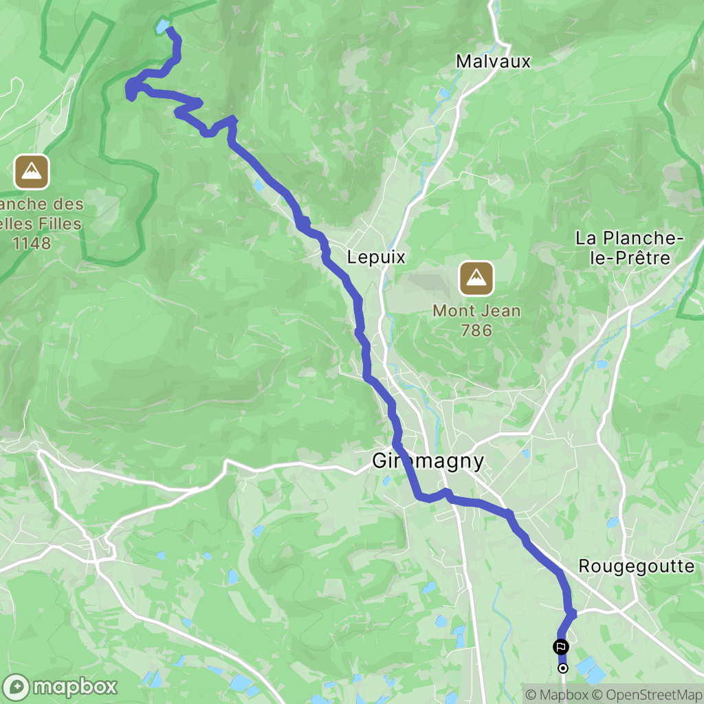 Rougegoutte : carte du parcours de randonnée - France