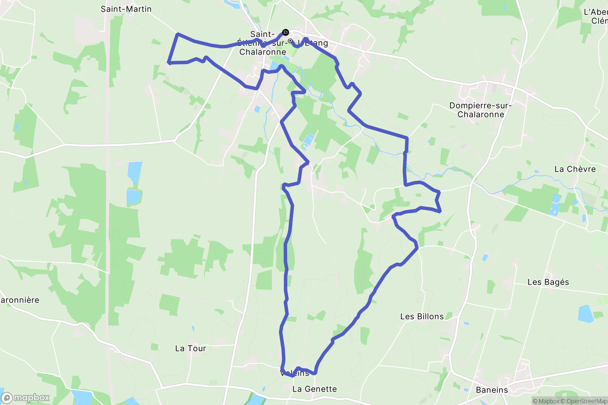 Saint-Étienne-sur-Chalaronne : carte du parcours de randonnée - France