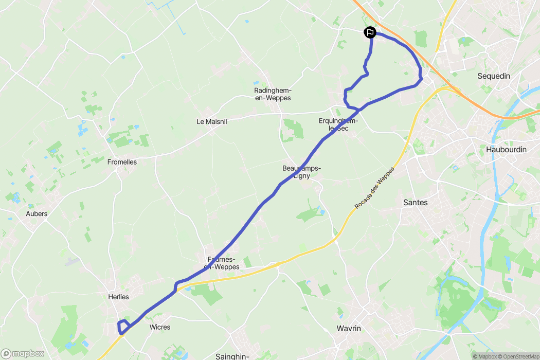 Ennetières-en-Weppes : carte du parcours de randonnée - France