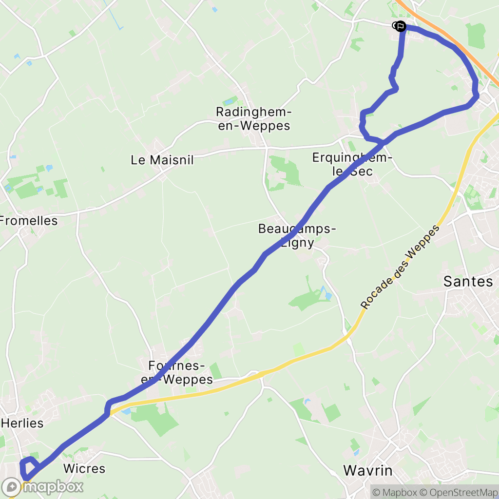 Ennetières-en-Weppes : carte du parcours de randonnée - France