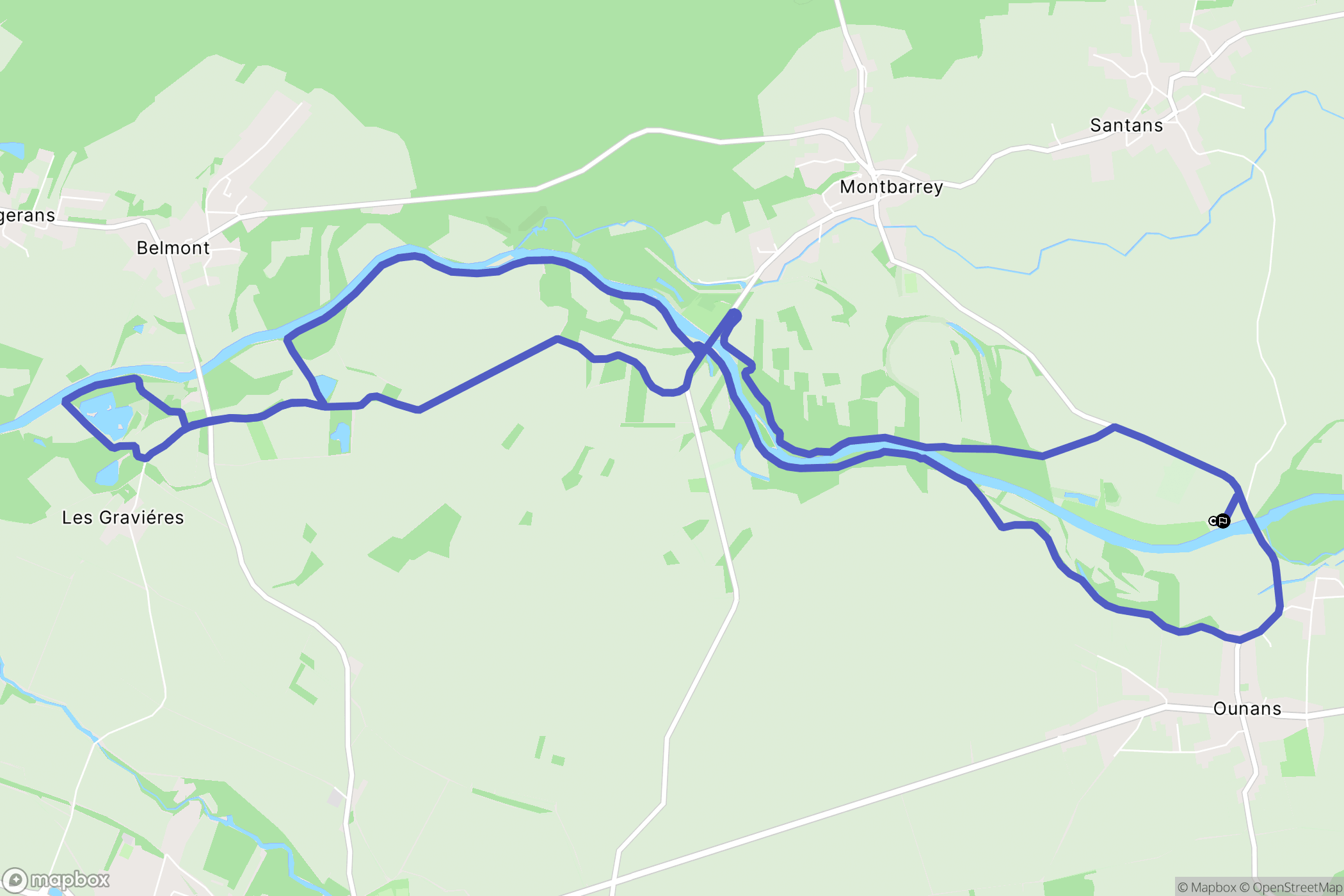 Ounans : carte du parcours de randonnée - France