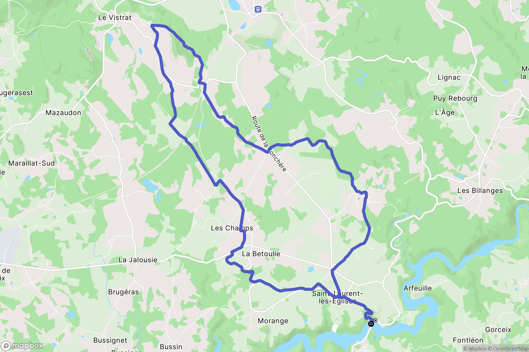 Saint-Laurent-les-Églises : carte du parcours de randonnée - France