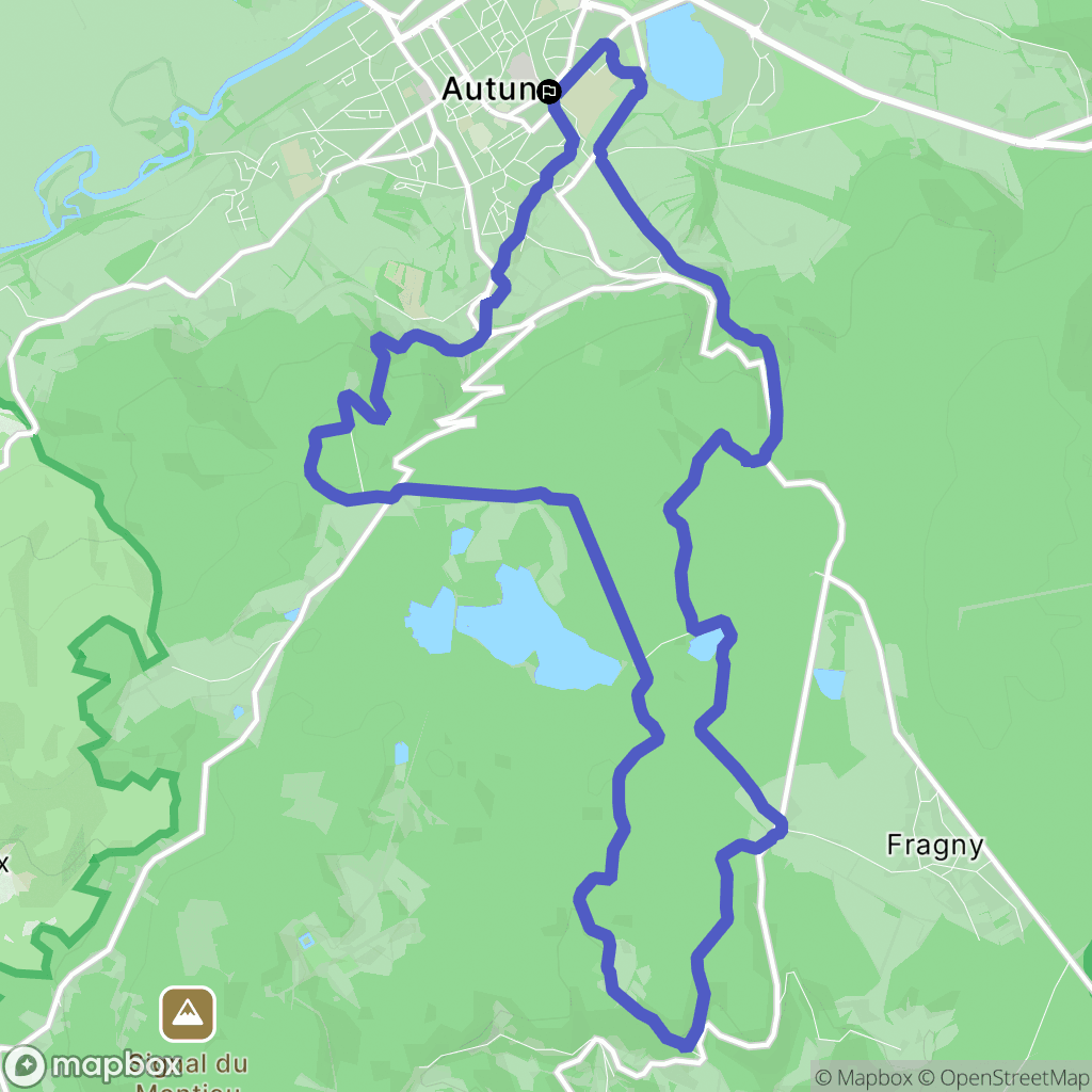 Autun : carte du parcours de randonnée - France