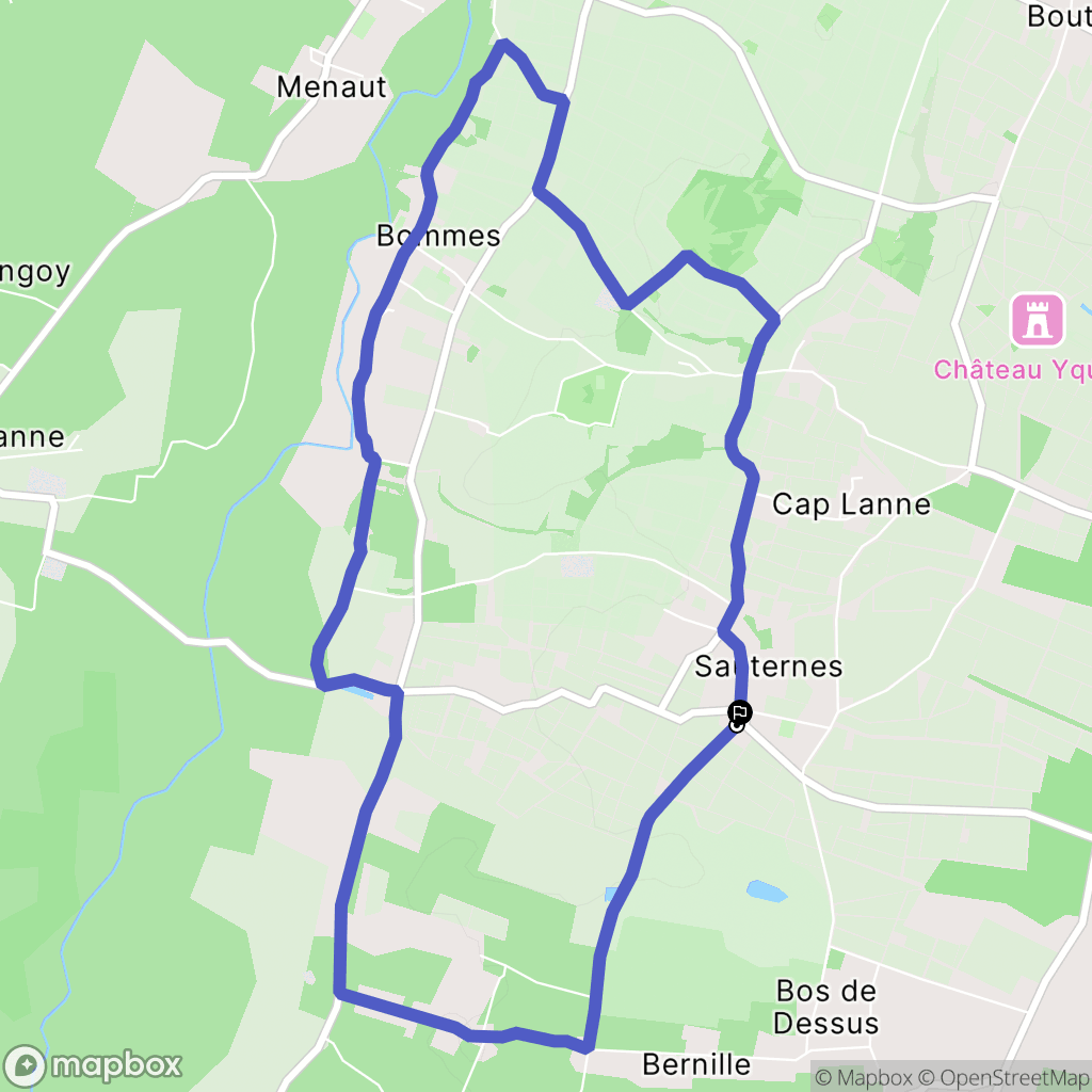 Sauternes : carte du parcours de randonnée - France