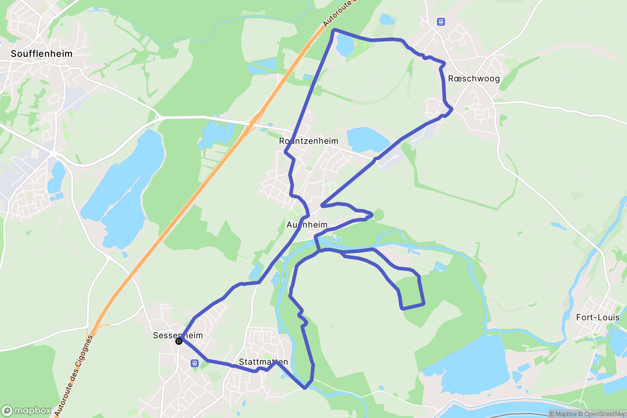 Sessenheim : carte du parcours de randonnée - France
