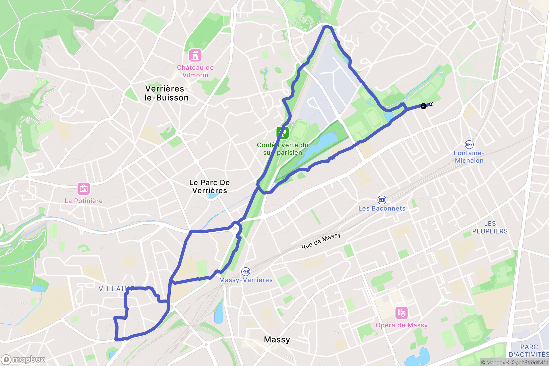Antony : carte du parcours de randonnée - France