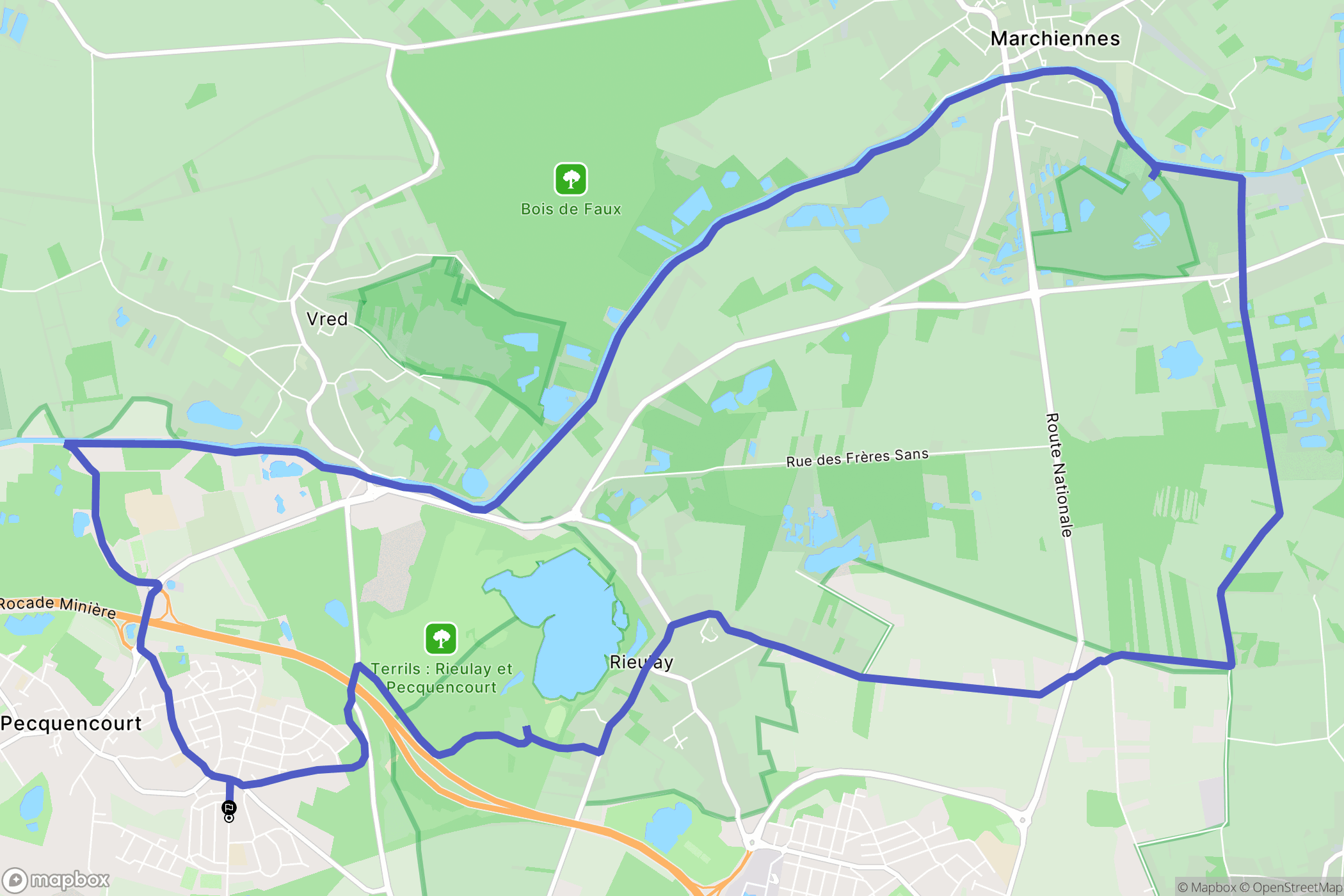 Pecquencourt : carte du parcours de randonnée - France