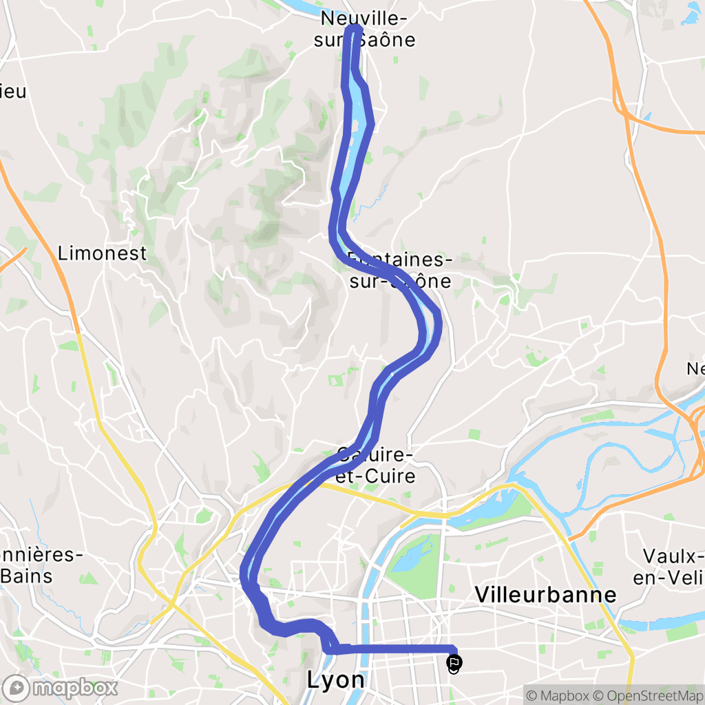 Lyon : carte du parcours de randonnée - France