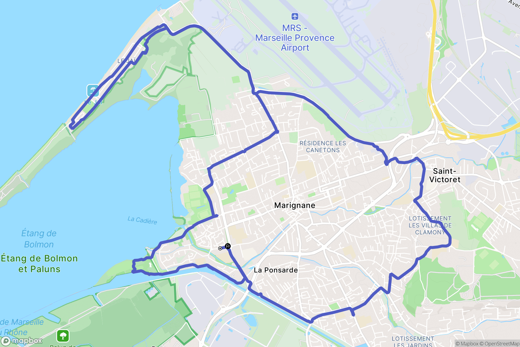 Marignane : carte du parcours de randonnée - France