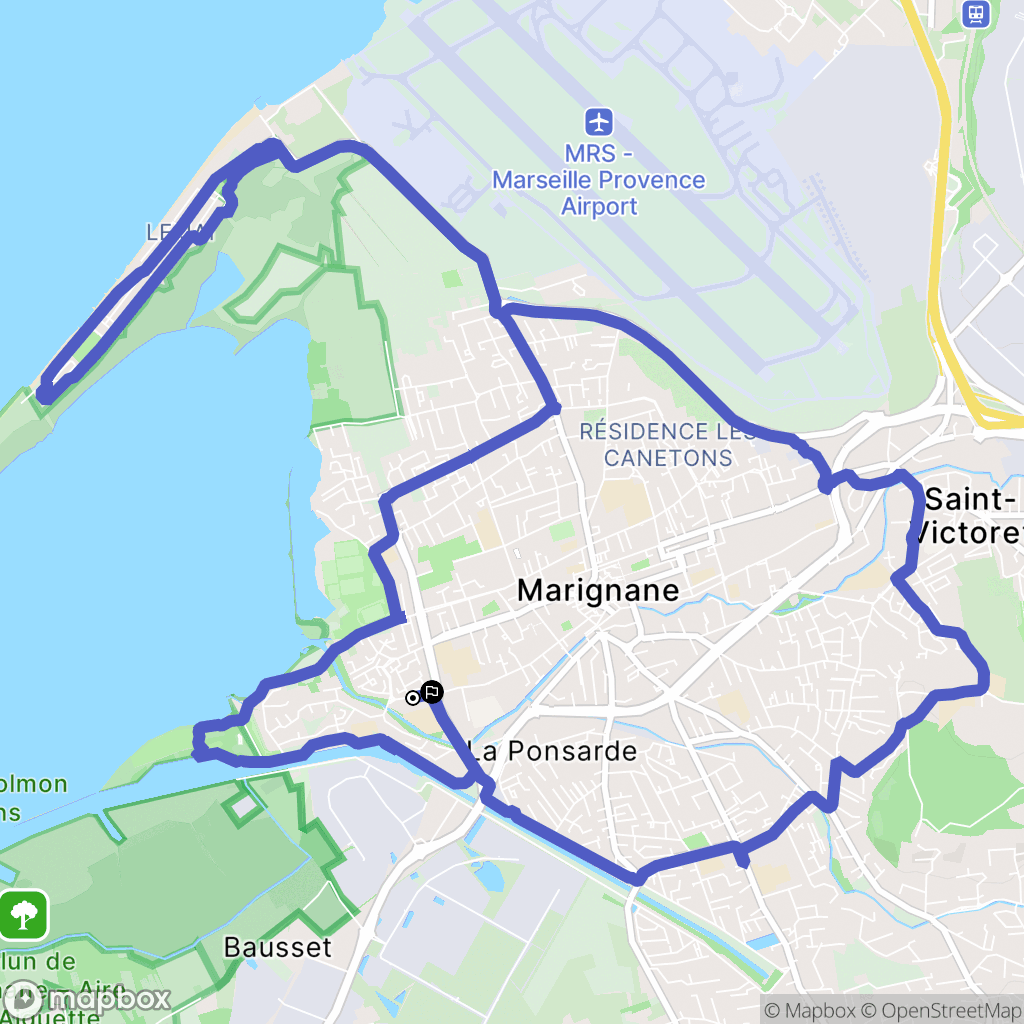 Marignane : carte du parcours de randonnée - France