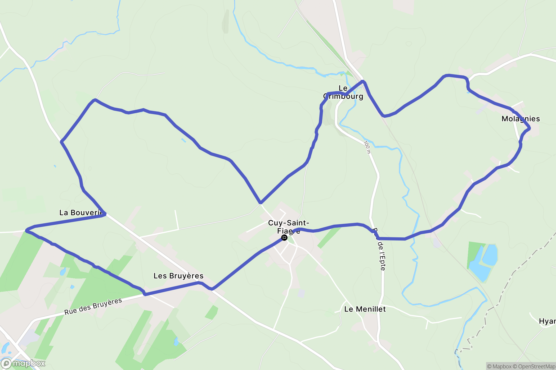 Cuy-Saint-Fiacre : carte du parcours de randonnée - France