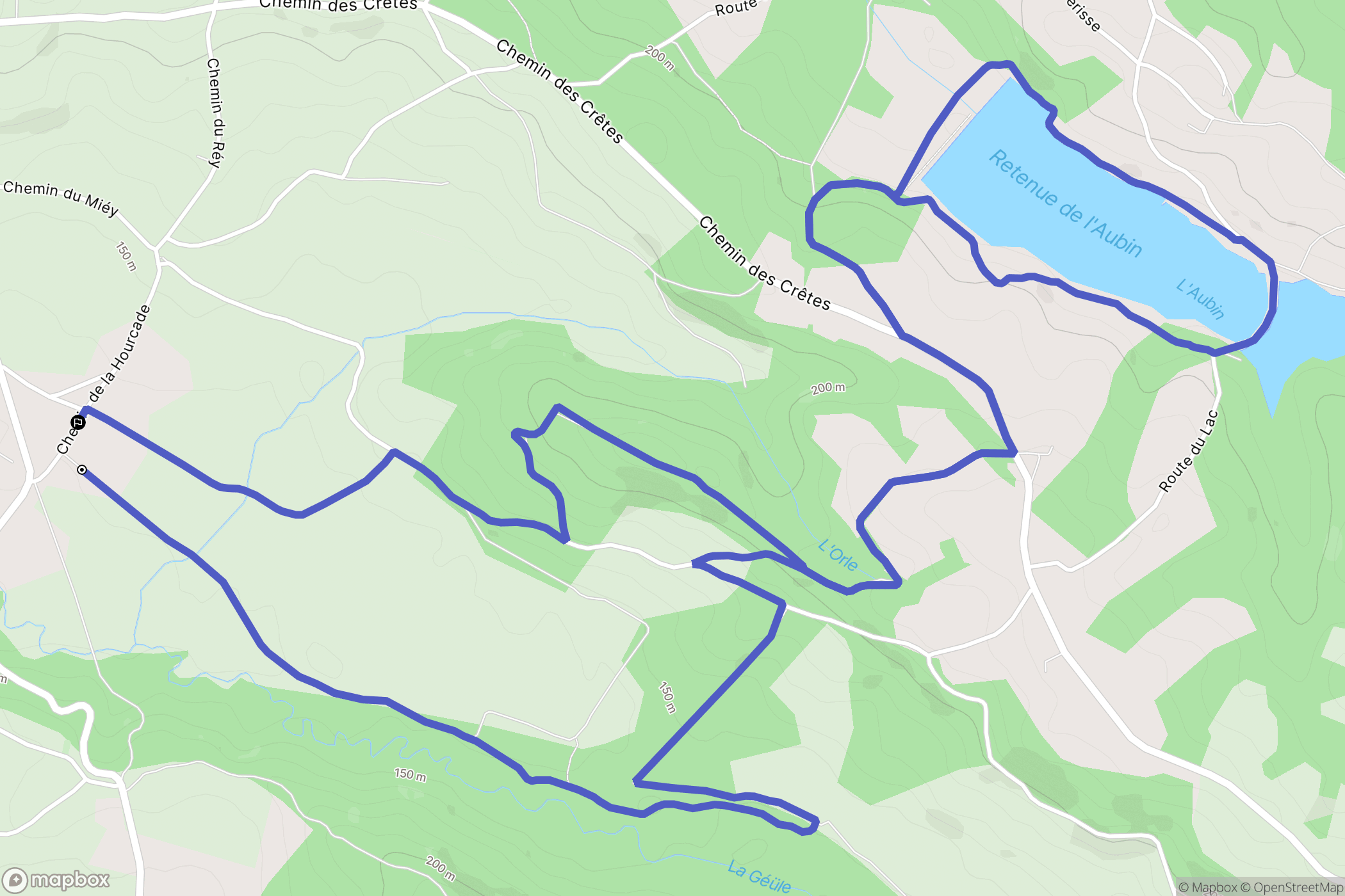 Urdès : carte du parcours de randonnée - France