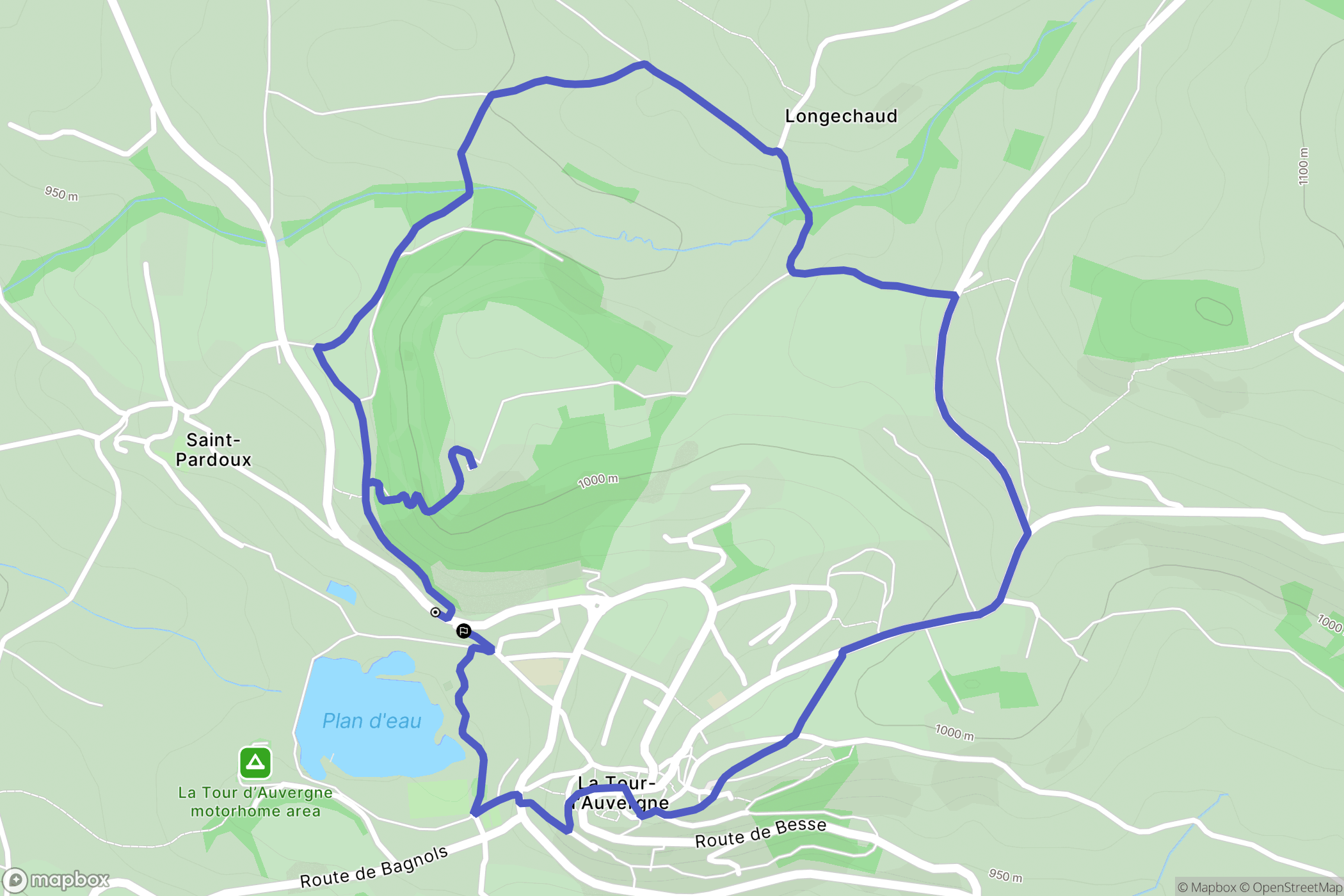 La Tour-d'Auvergne : carte du parcours de randonnée - France