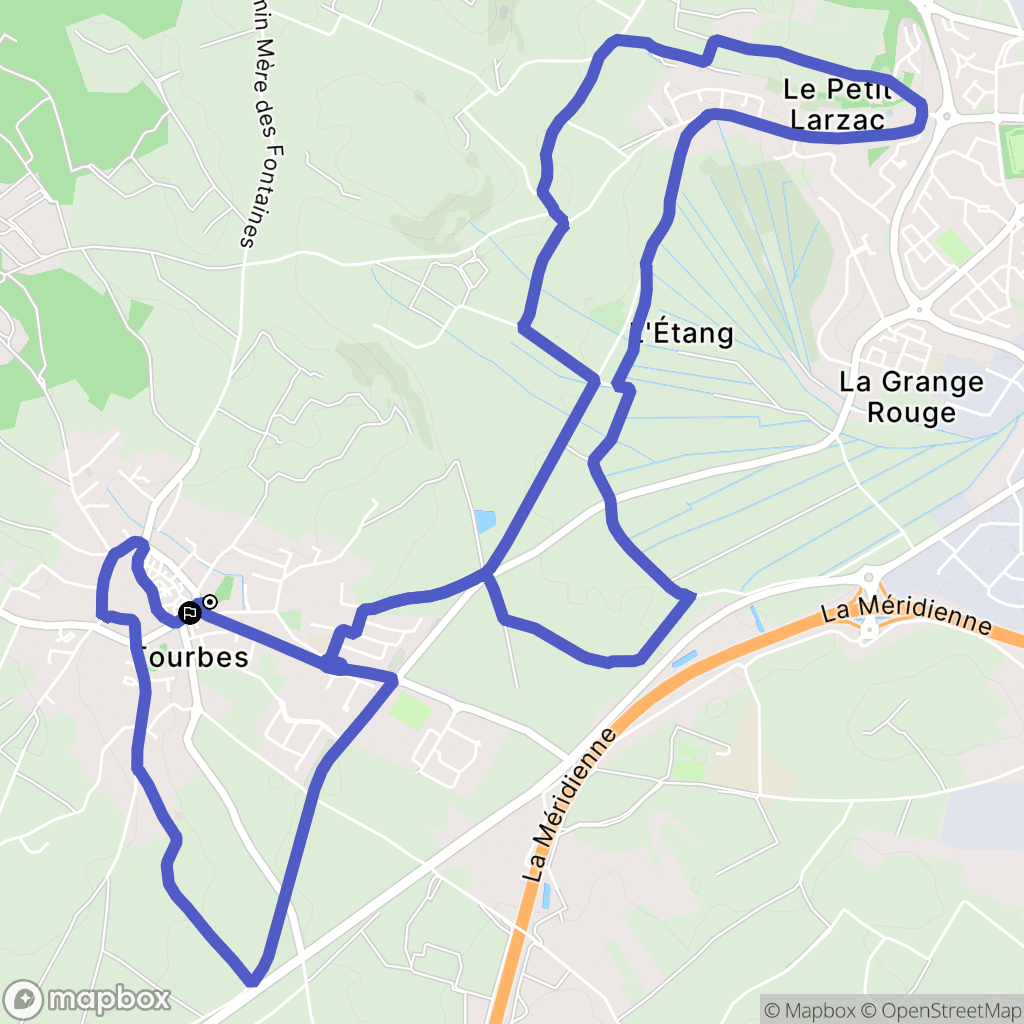 Tourbes : carte du parcours de randonnée - France