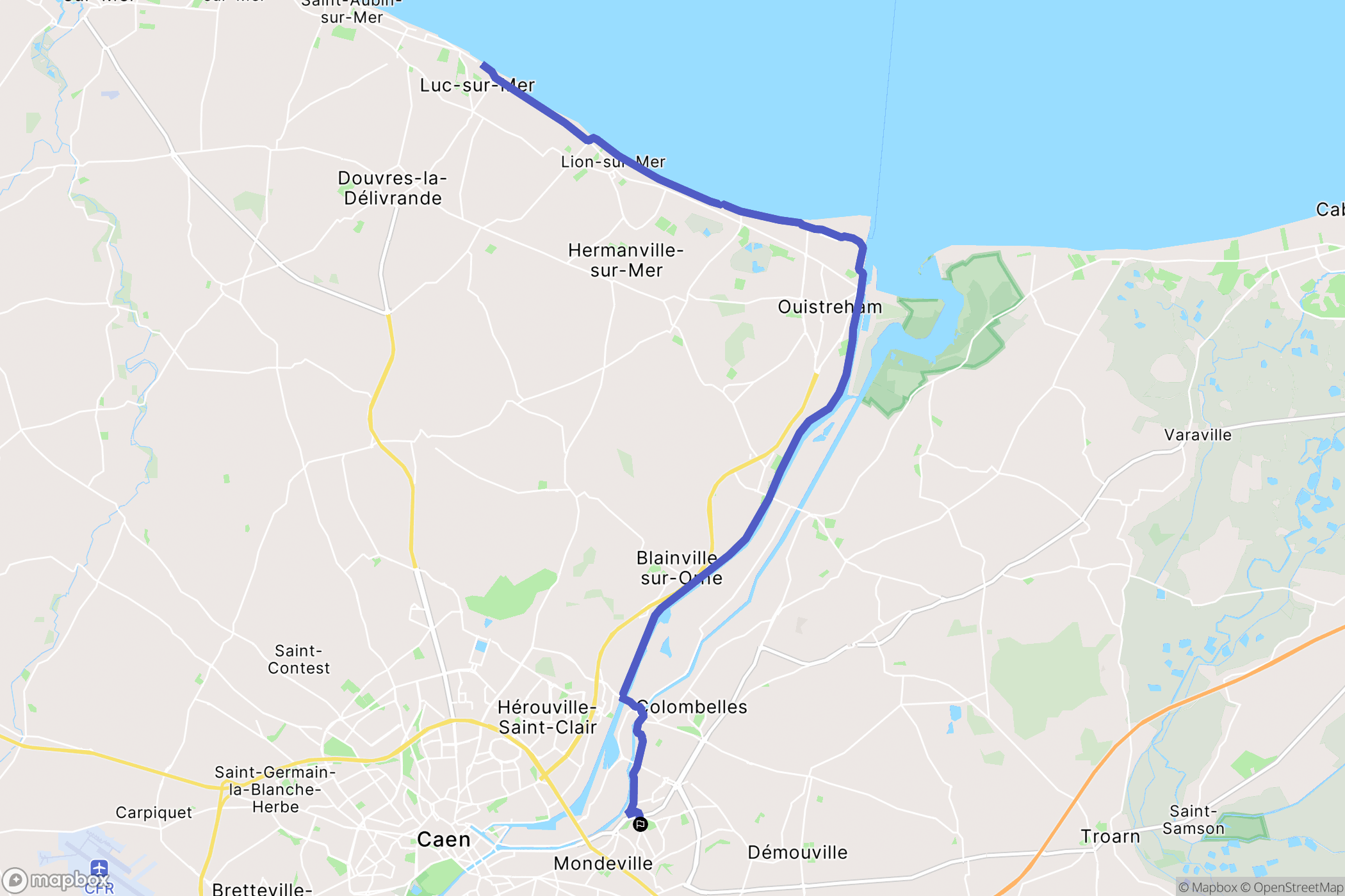 Mondeville : carte du parcours de randonnée - France