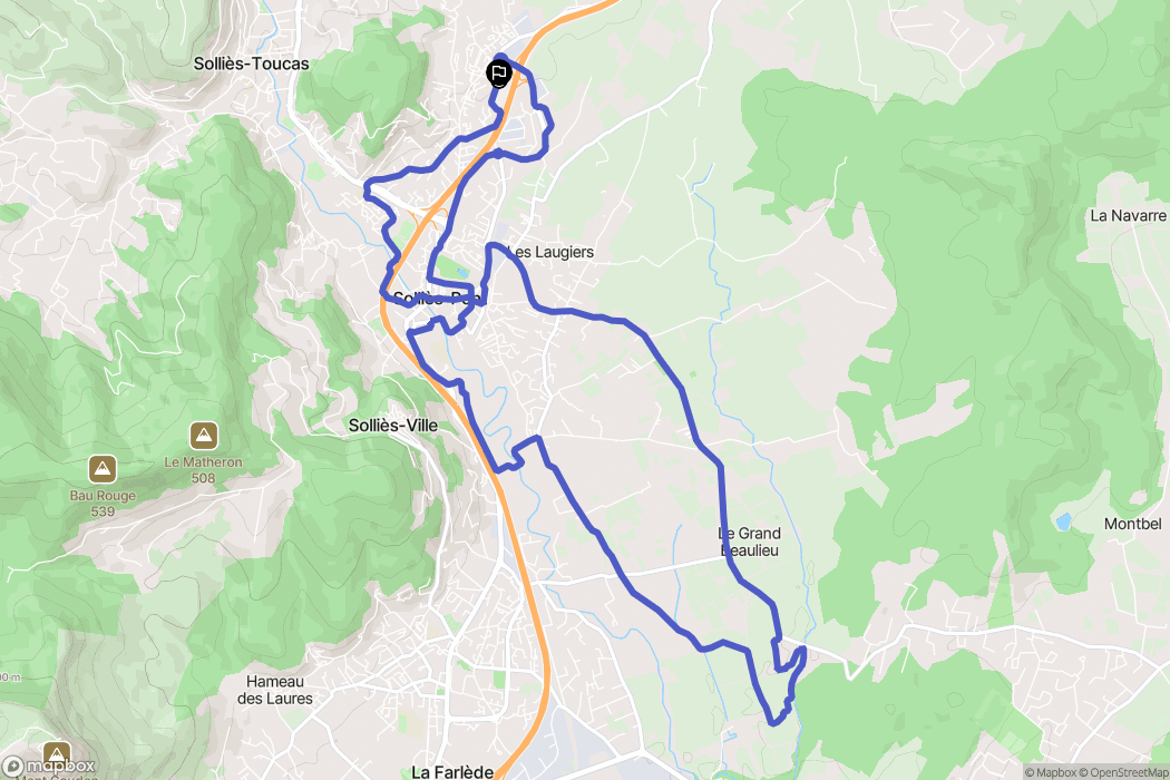 Solliès-Pont : carte du parcours de randonnée - France