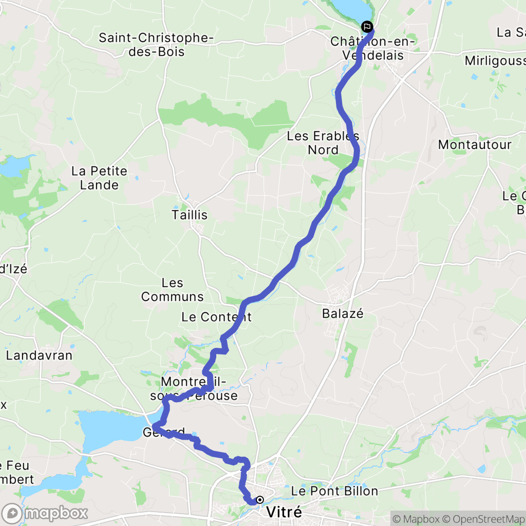 Vitré : carte du parcours de randonnée - France