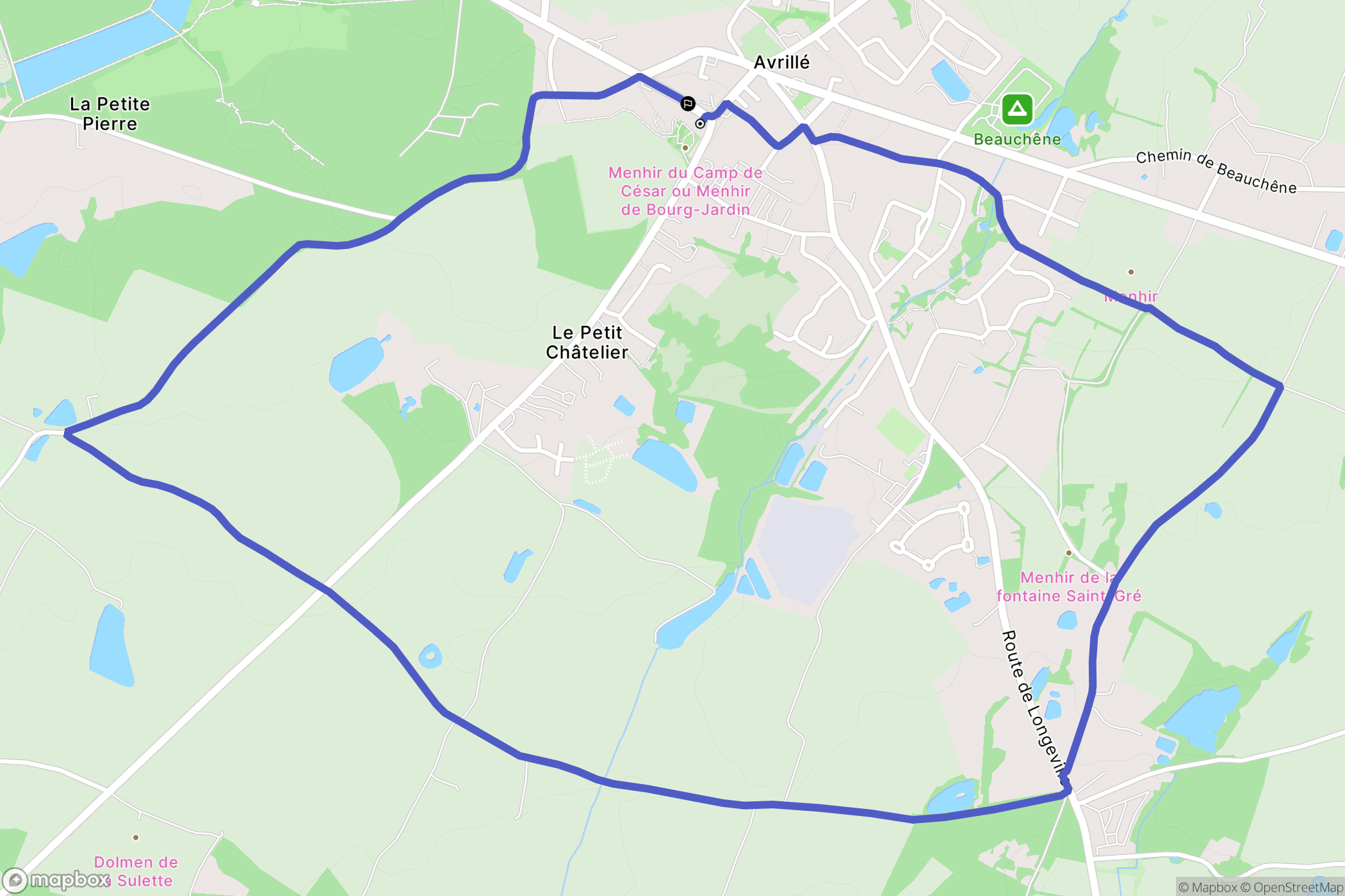 Avrillé : carte du parcours de randonnée - France