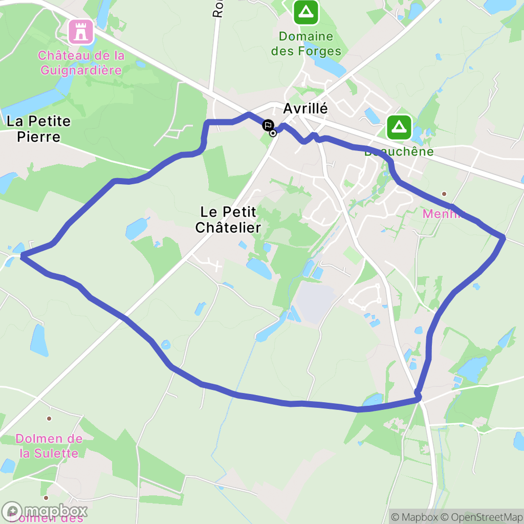 Avrillé : carte du parcours de randonnée - France