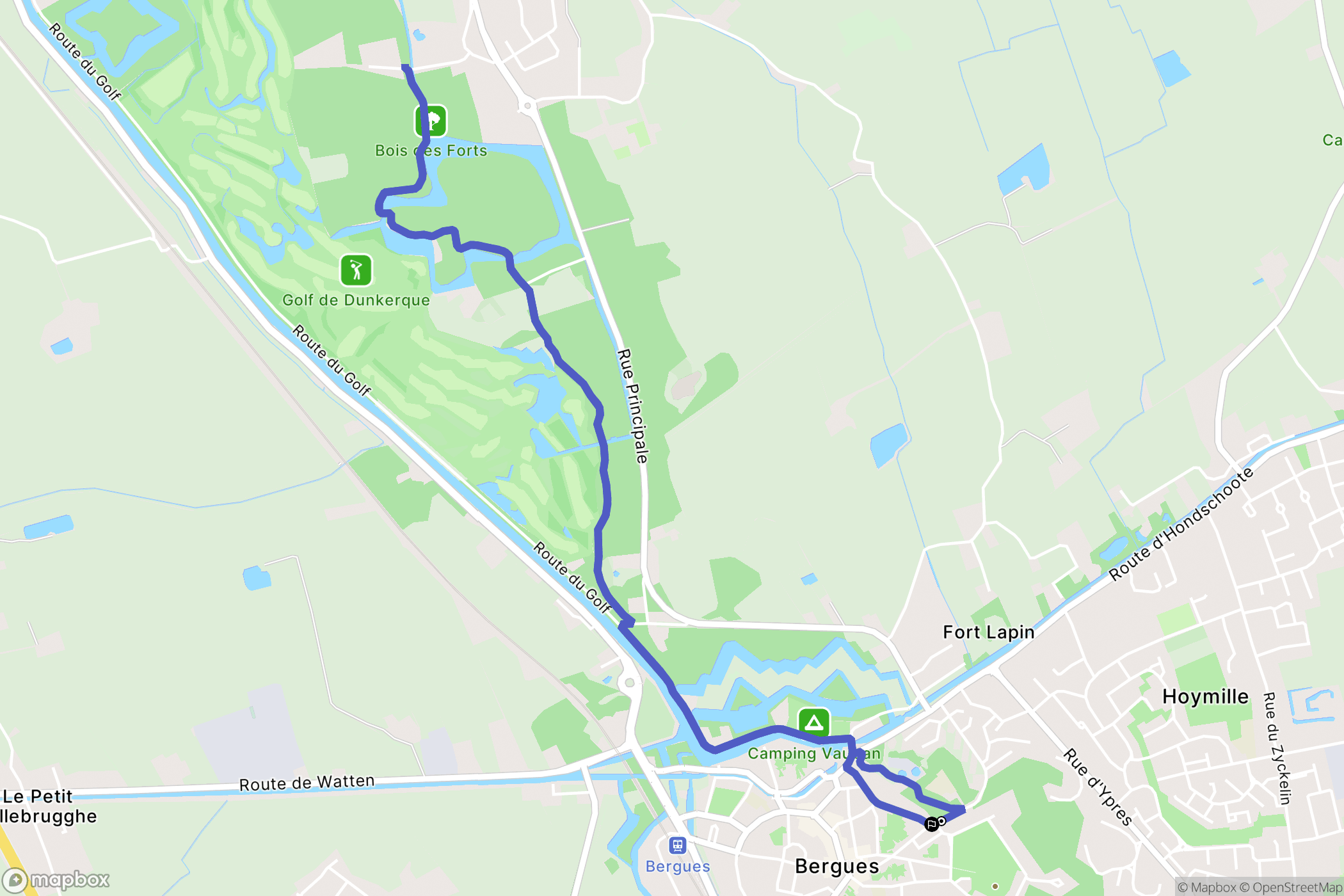 Bergues : carte du parcours de randonnée - France