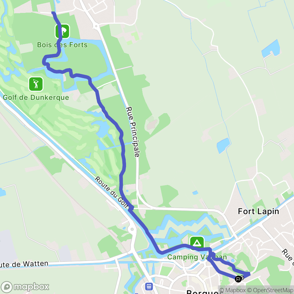 Bergues : carte du parcours de randonnée - France