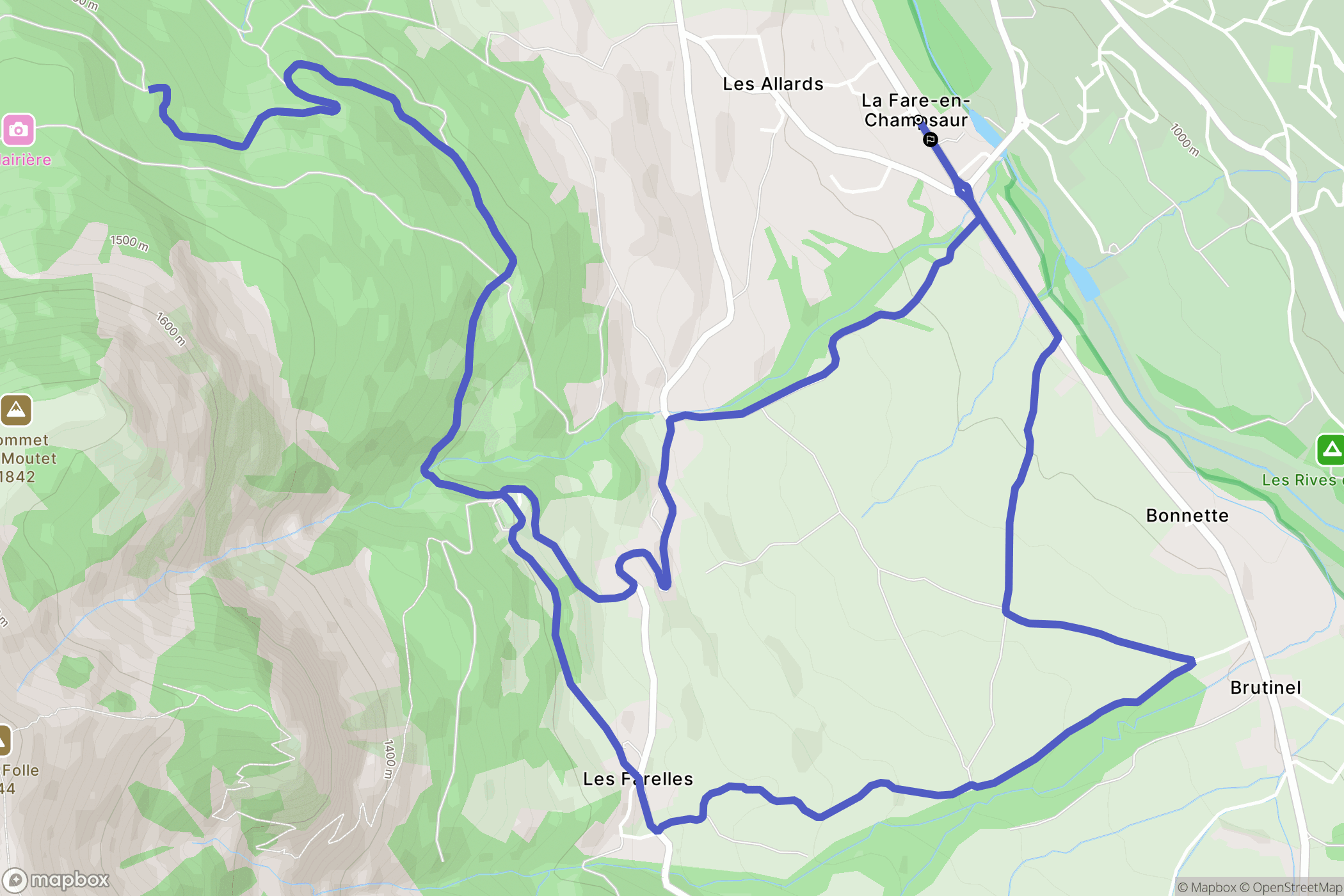 La Fare-en-Champsaur : carte du parcours de randonnée - France