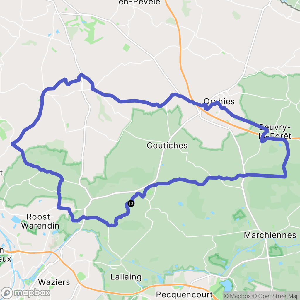Flines-lez-Raches : carte du parcours de randonnée - France