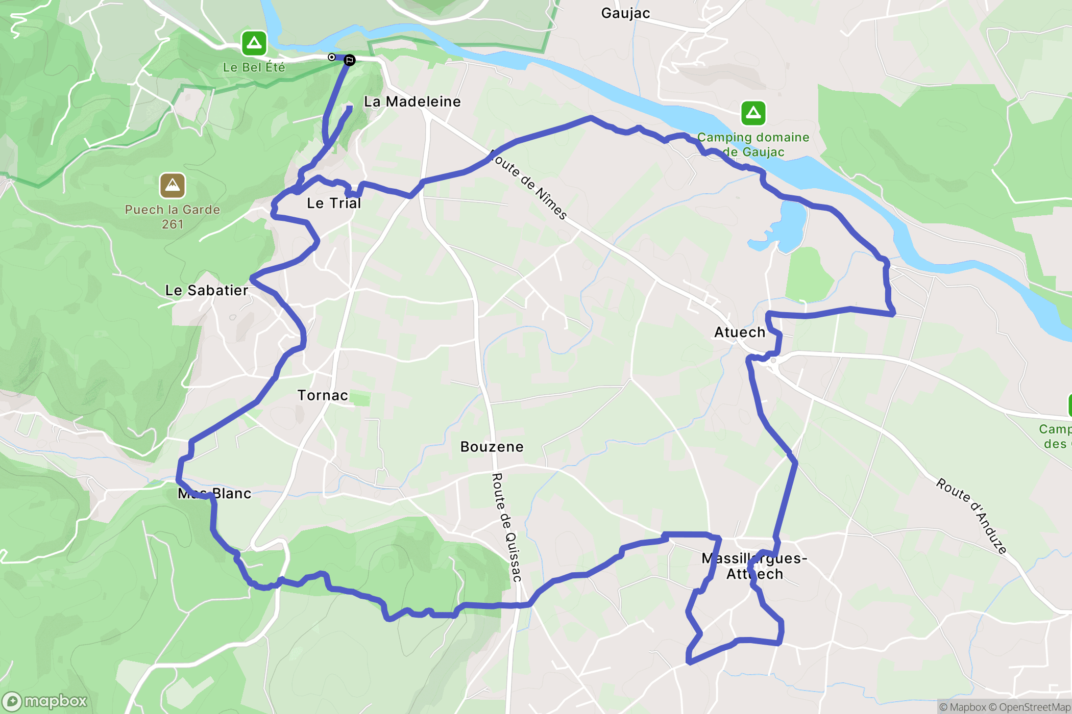 Anduze : carte du parcours de randonnée - France