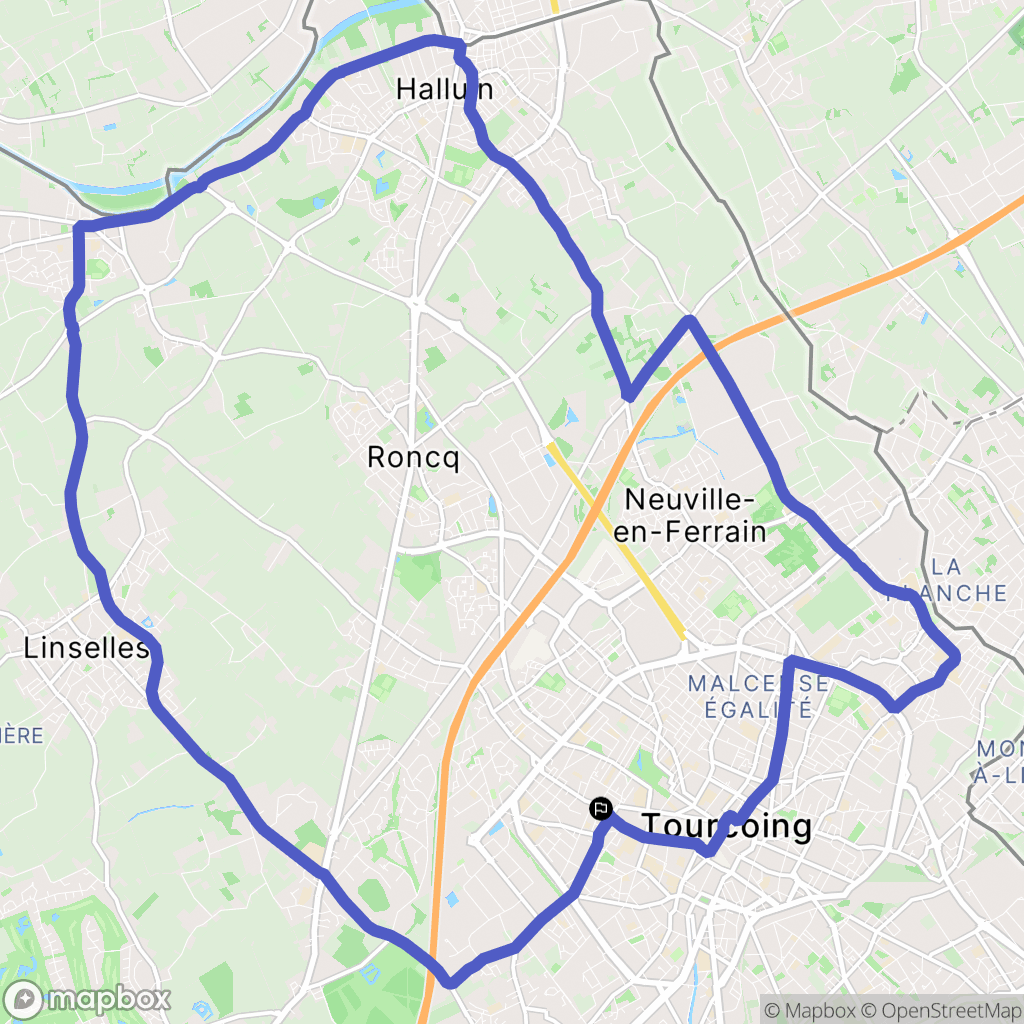 Tourcoing : carte du parcours de randonnée - France