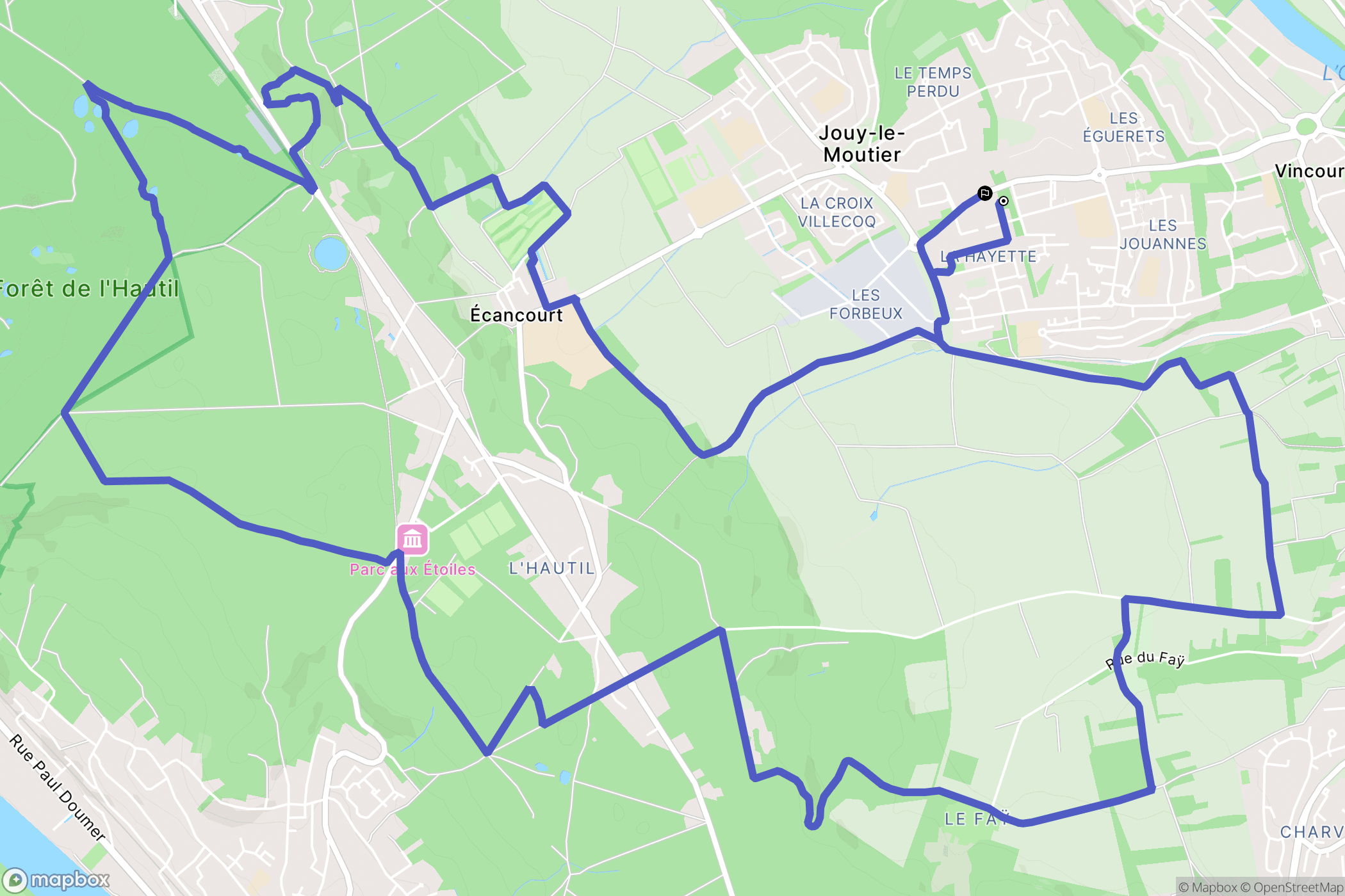 Jouy-le-Moutier : carte du parcours de randonnée - France