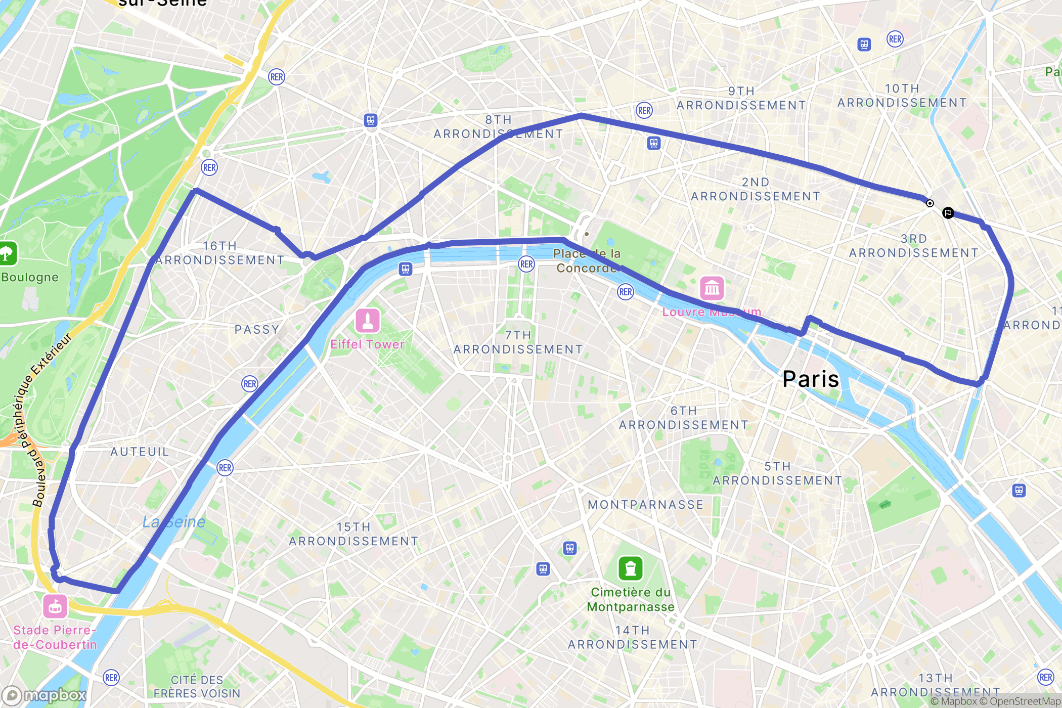 Paris : carte du parcours de randonnée - France