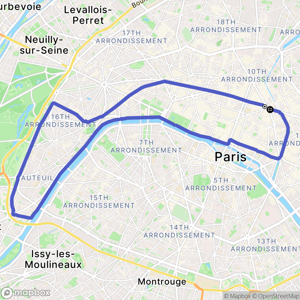 Paris : carte du parcours de randonnée - France
