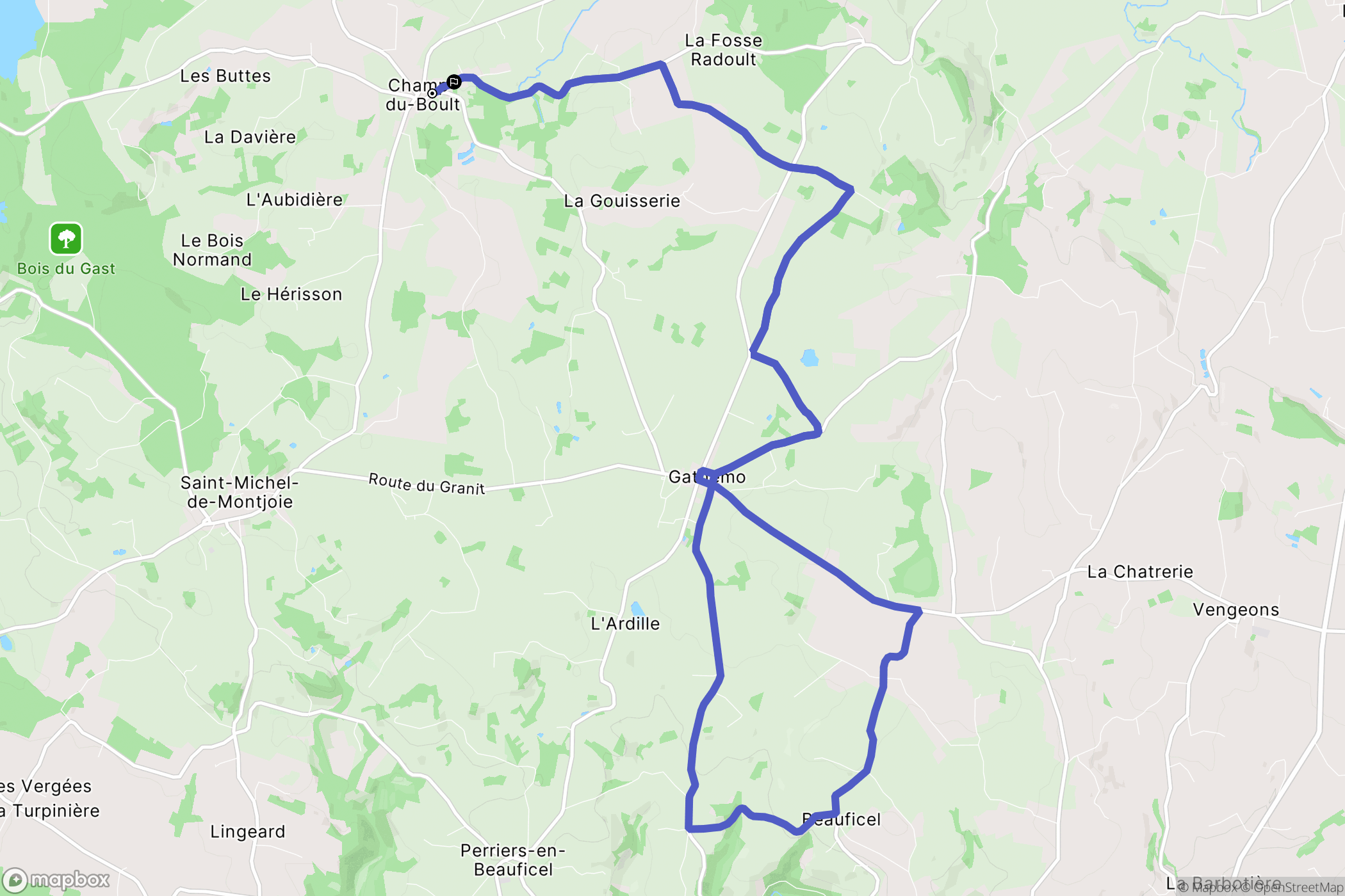 Noues de Sienne : carte du parcours de randonnée - France